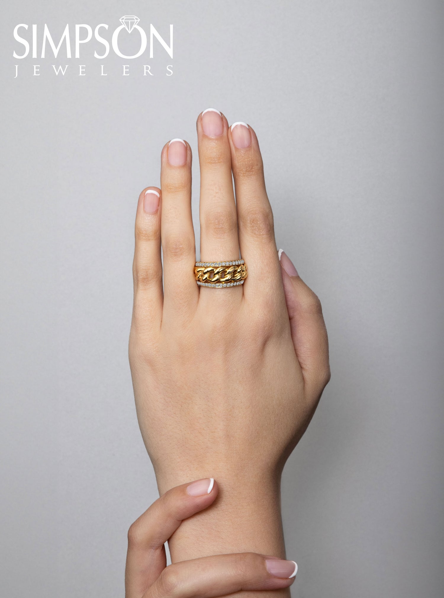 Gold Chain-Link Diamond Ring
