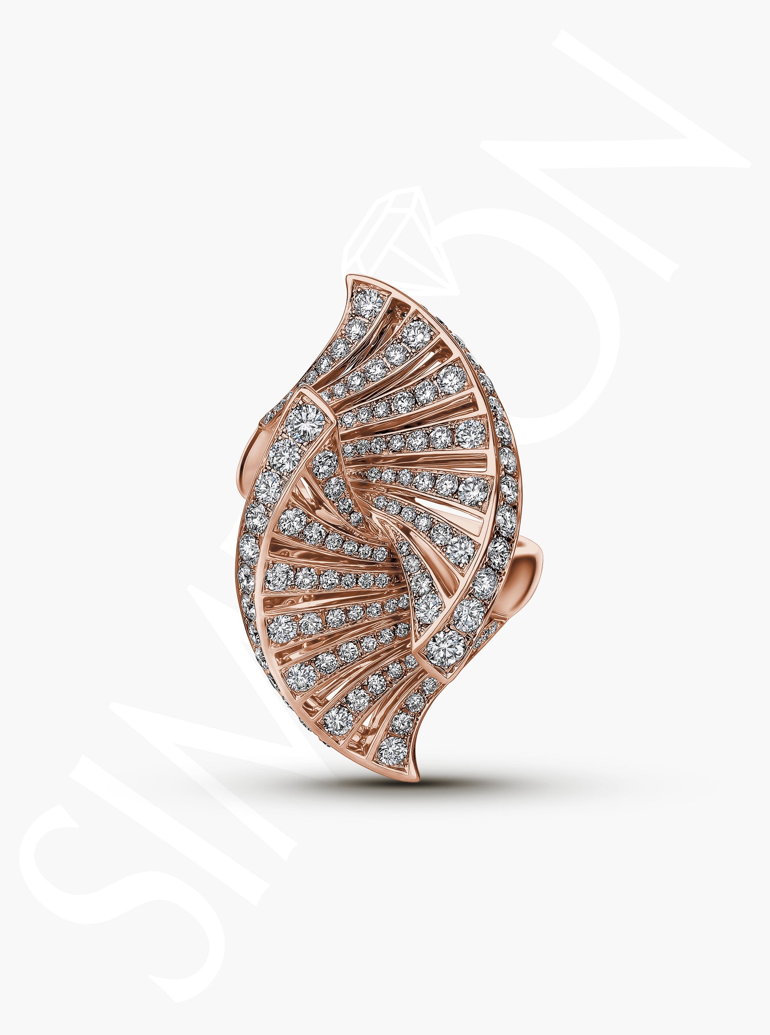 Rose Gold Diamond Swirl Statement Ring