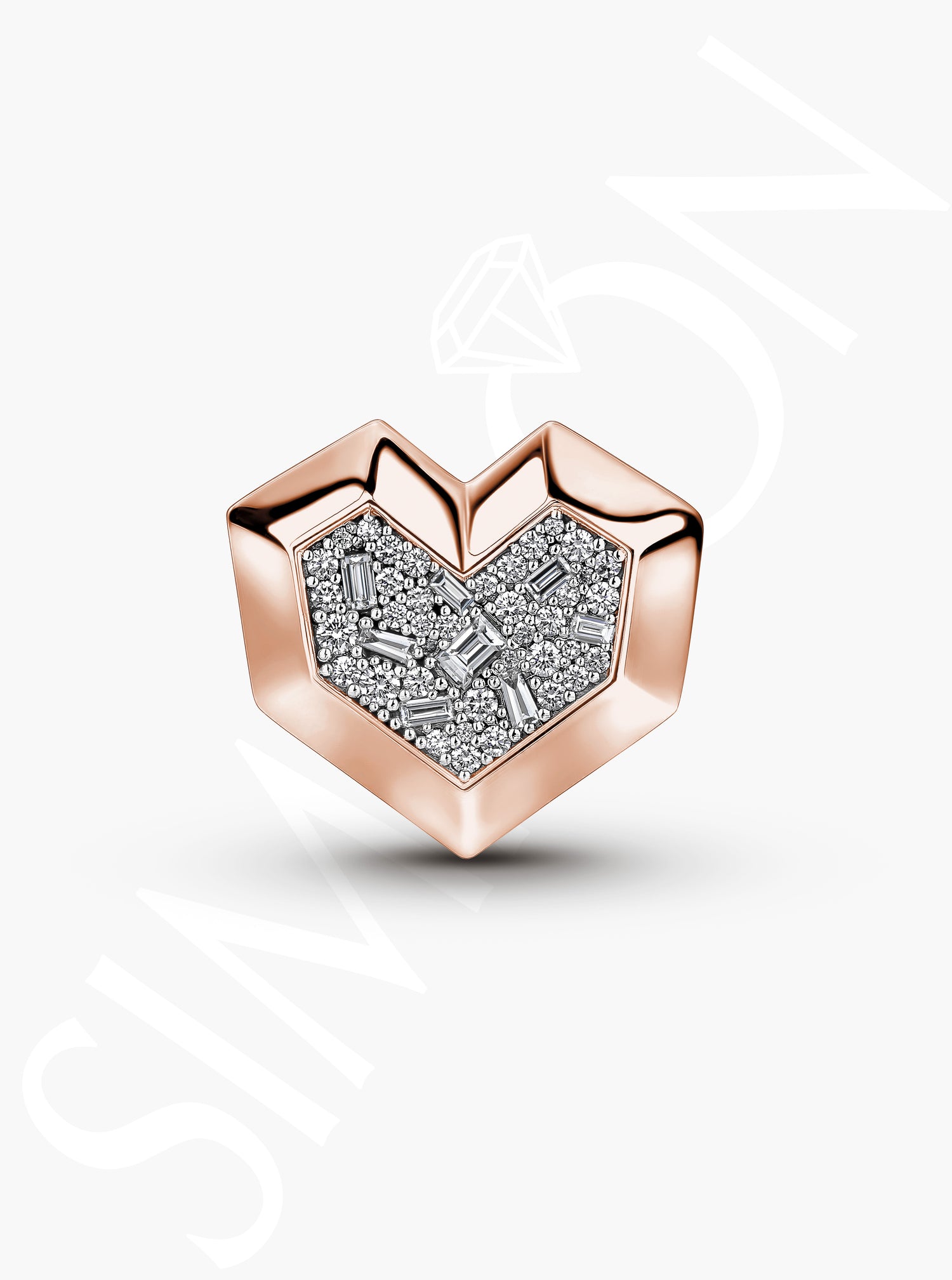 Geometric Diamond Heart Ring