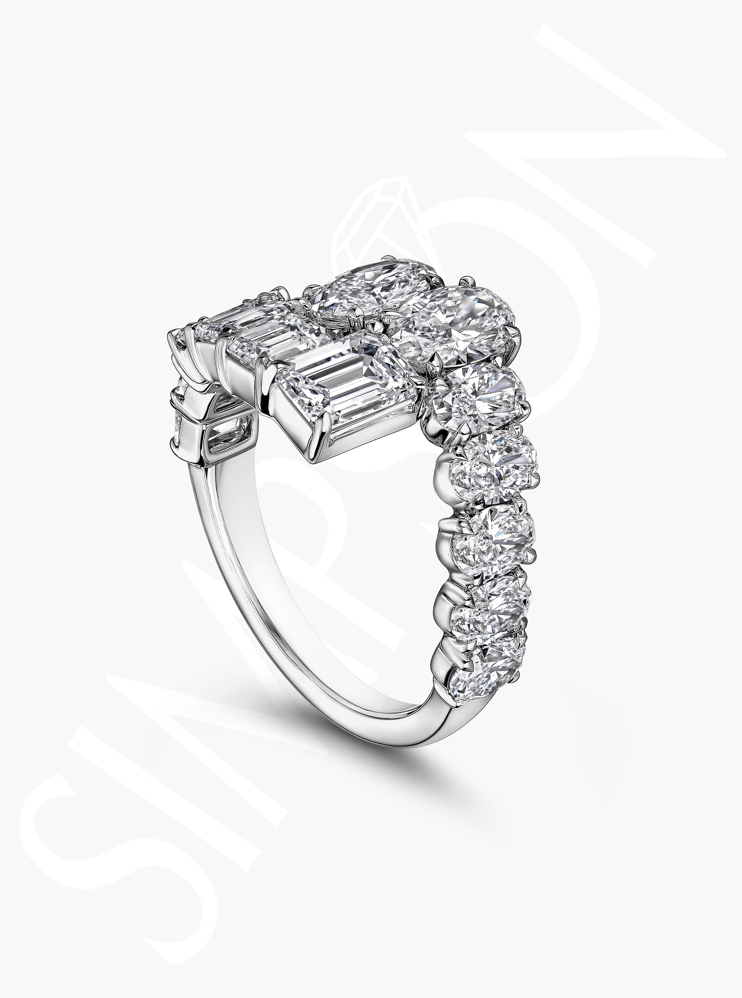 Oval & Emerald-Cut Diamond Ring