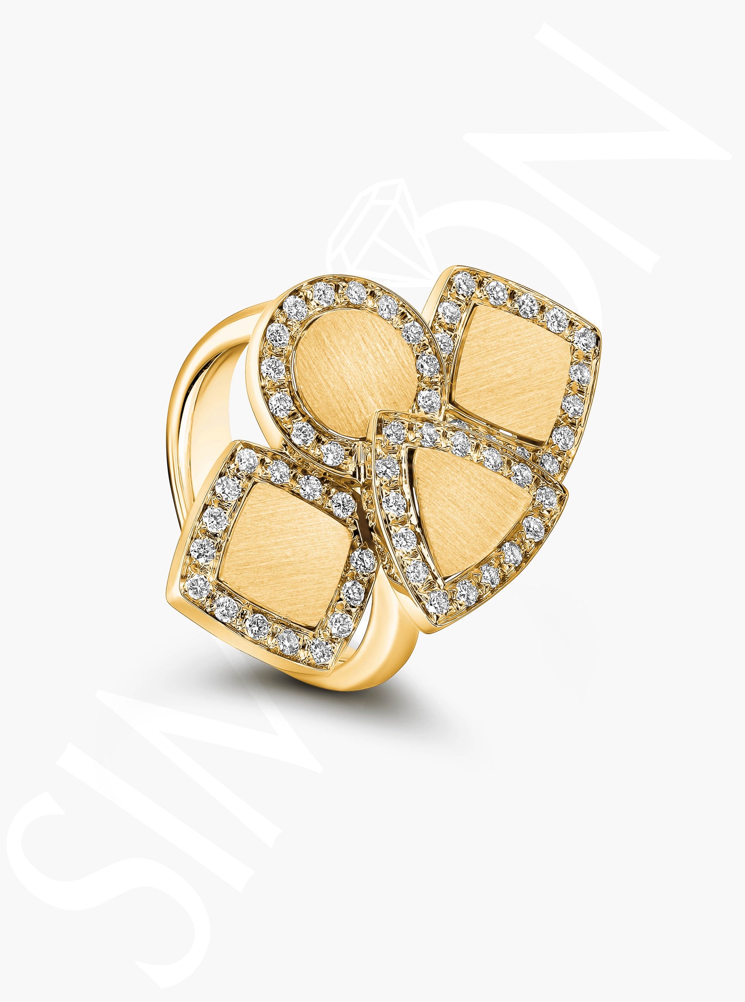Geometric Pavé Diamond Ring