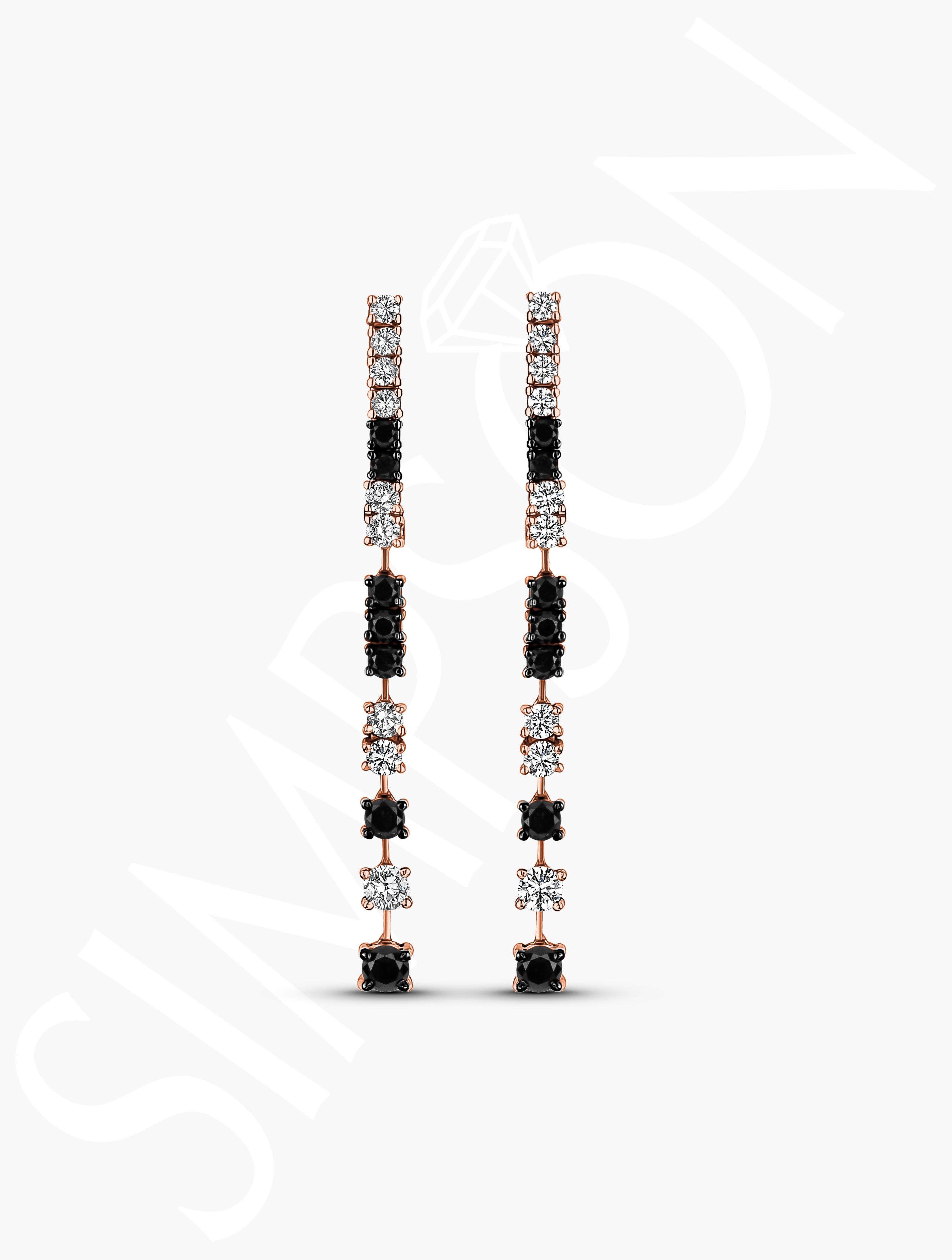 Black and White Diamond Drop Earrings