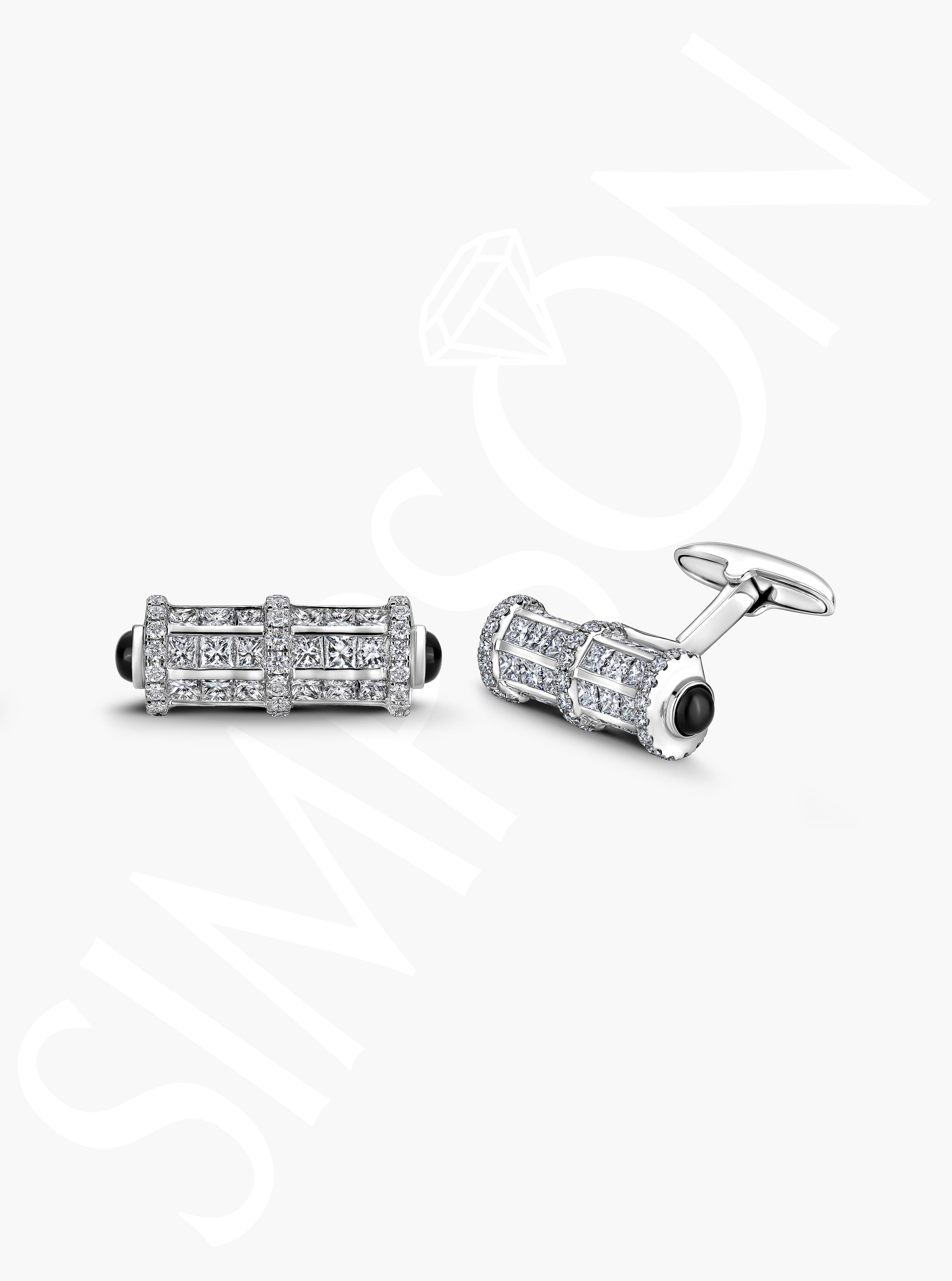 Diamond Cufflinks with Black Onyx Accents