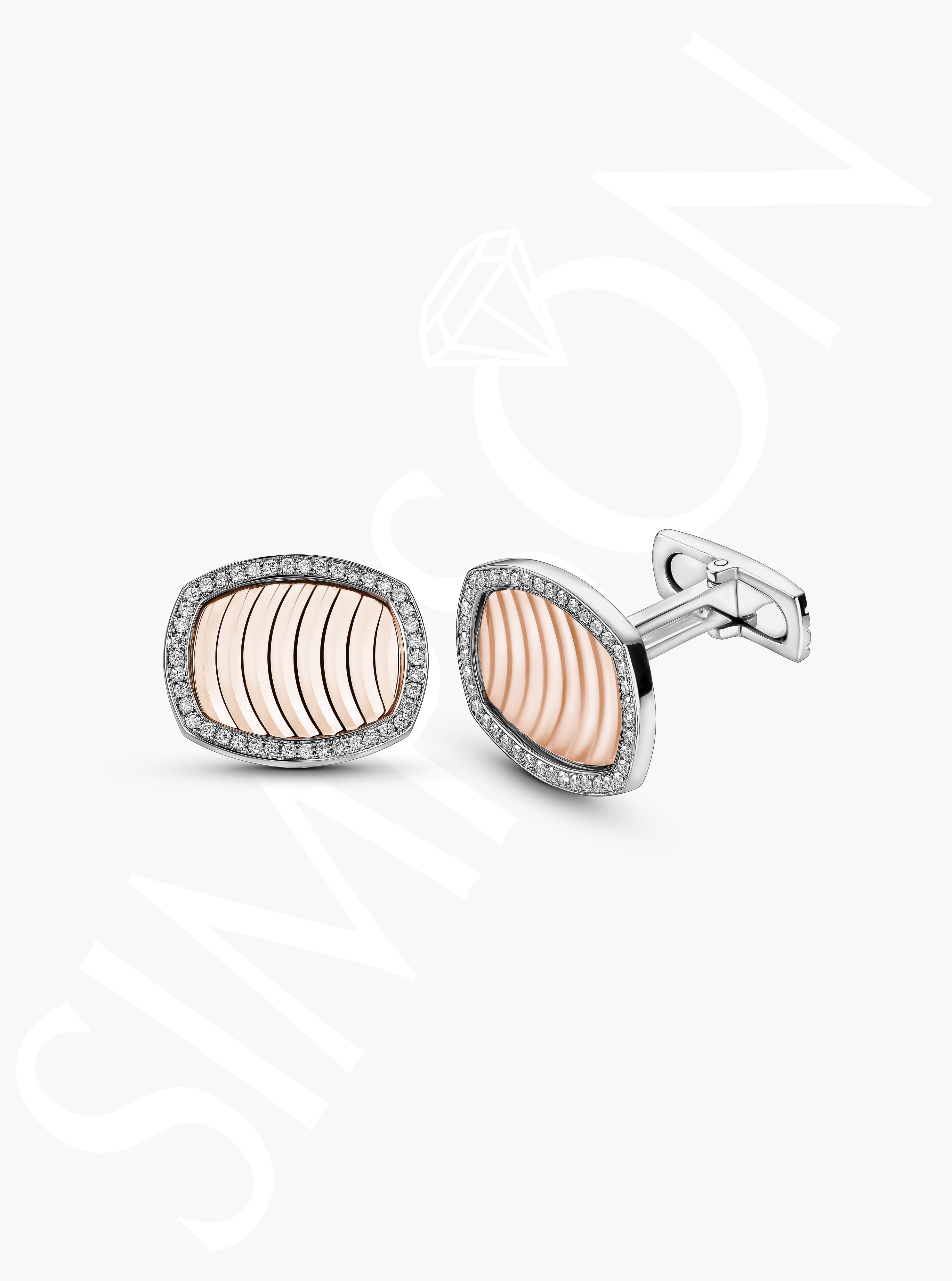 Rose Gold Cufflinks with Diamond Halo