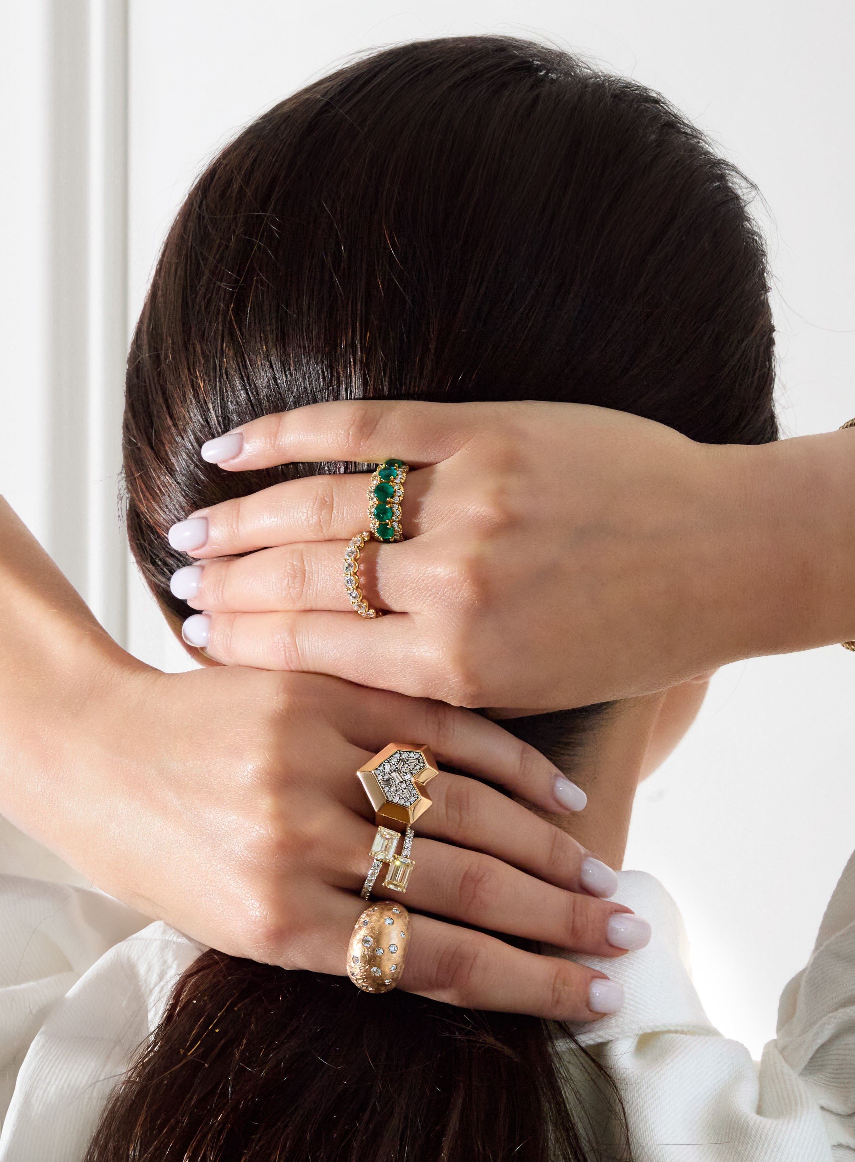 Geometric Diamond Heart Ring