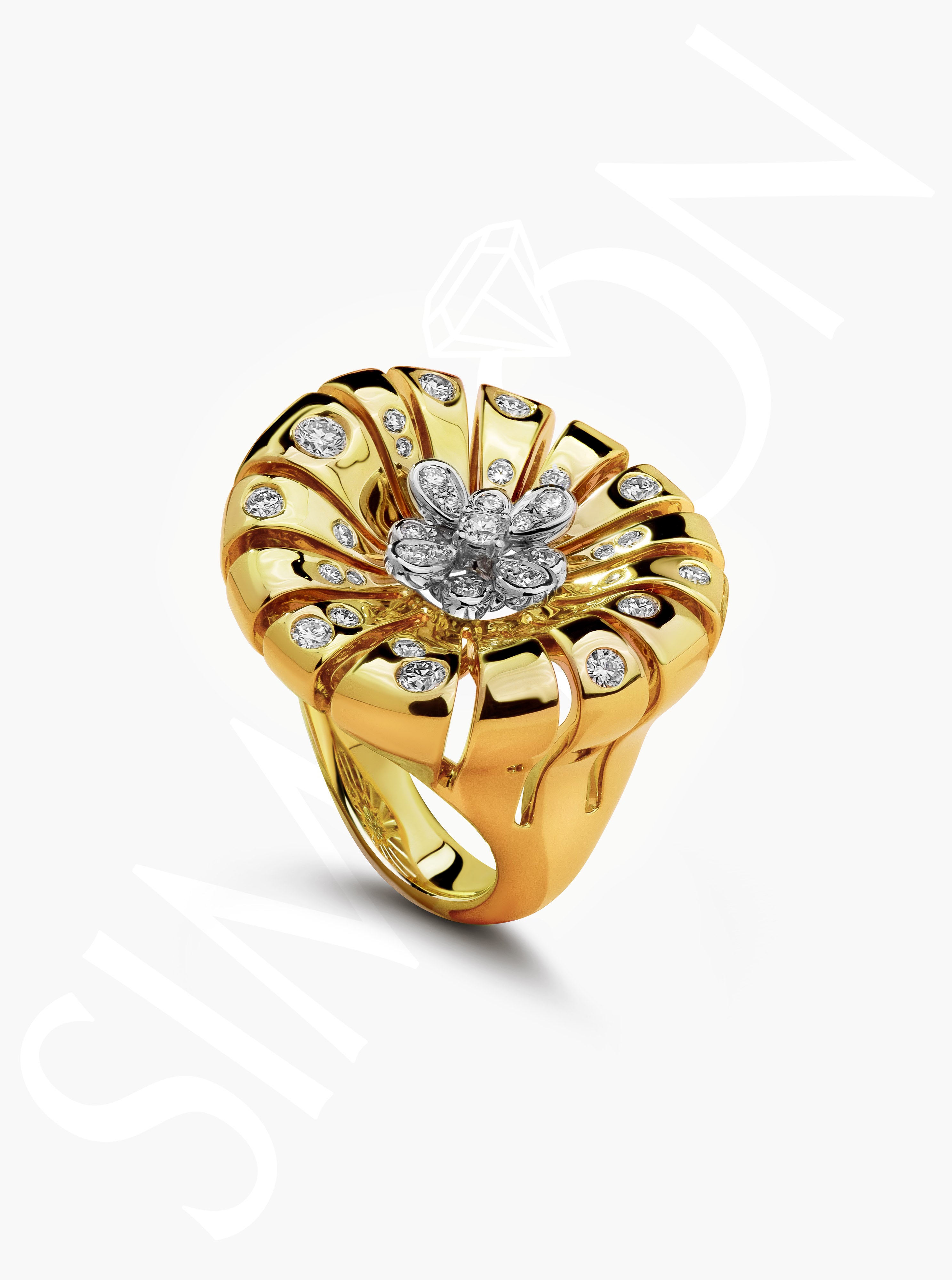 Diamond Cluster Floral Ring