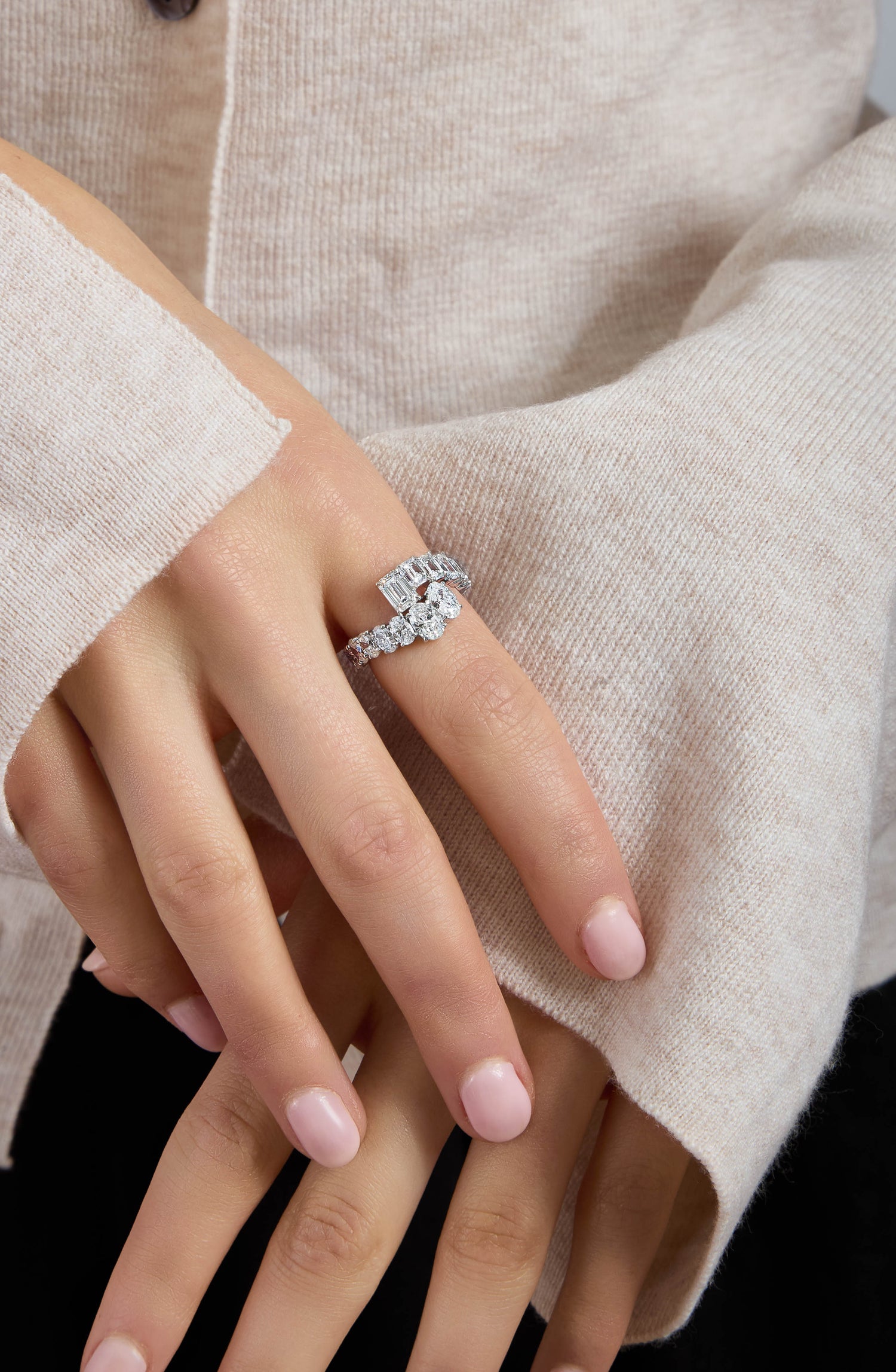 Oval & Emerald-Cut Diamond Ring