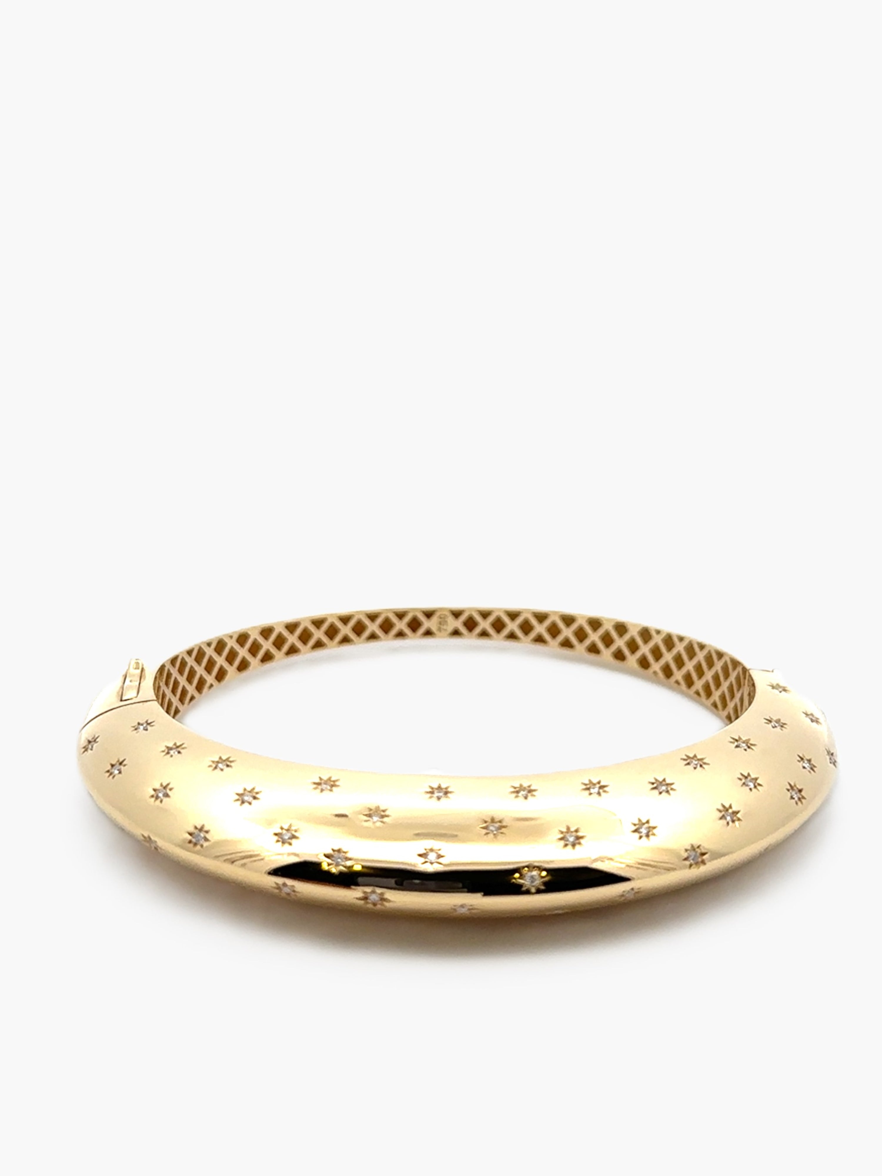 Gold Bangle with Starburst Diamond Accents