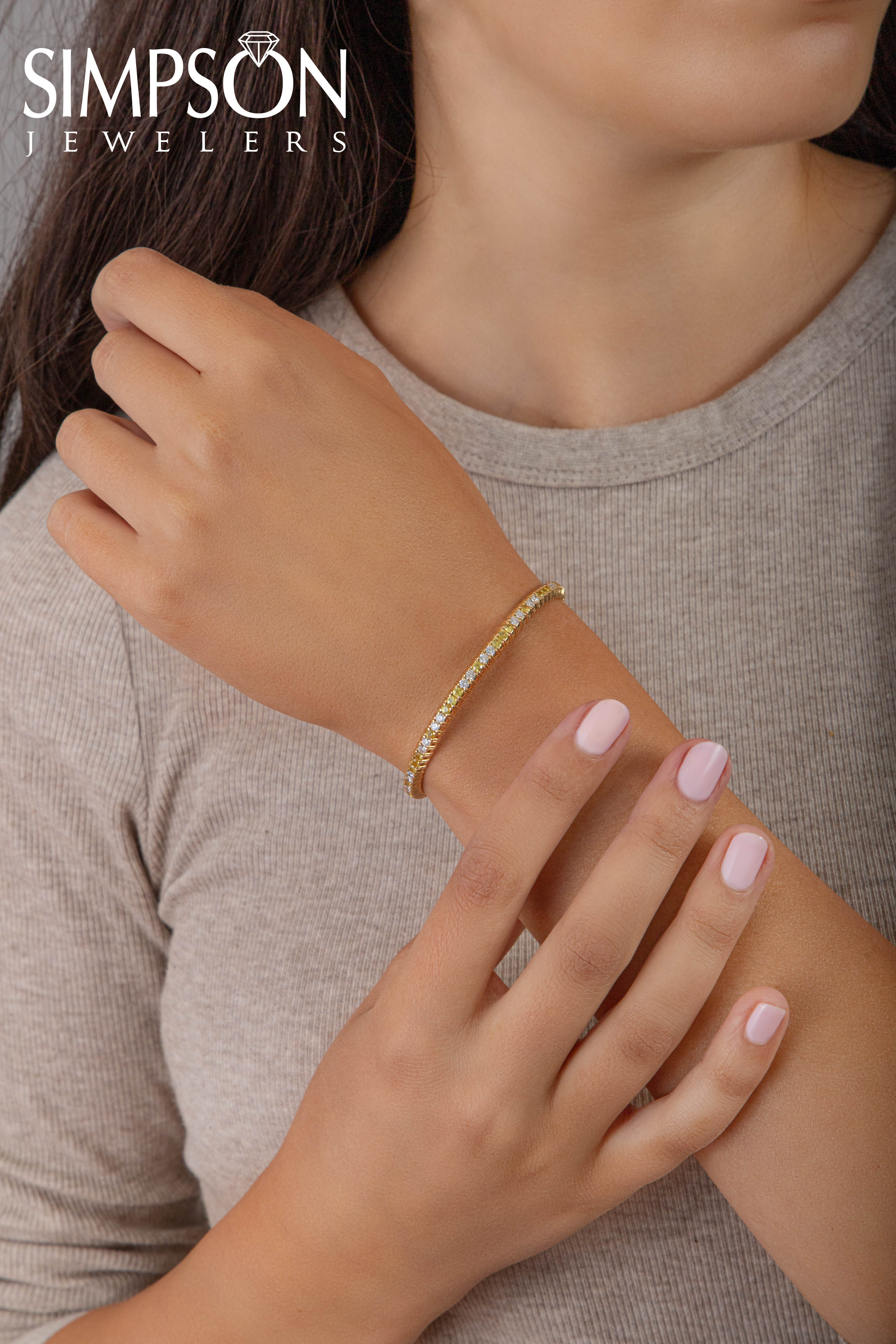 Yellow Sapphire and Diamond Stretch Bracelet 