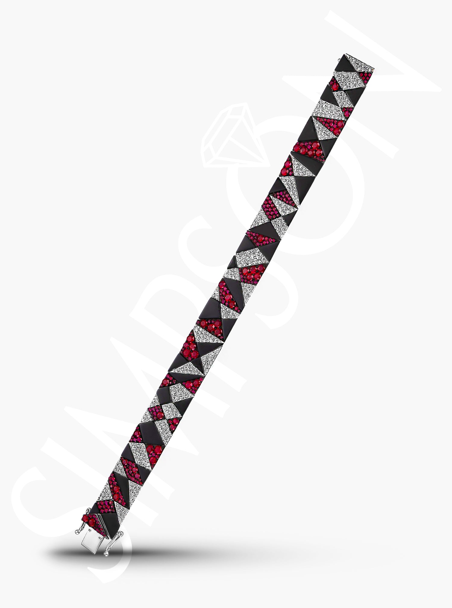 Diamond and Ruby Geometric Bracelet