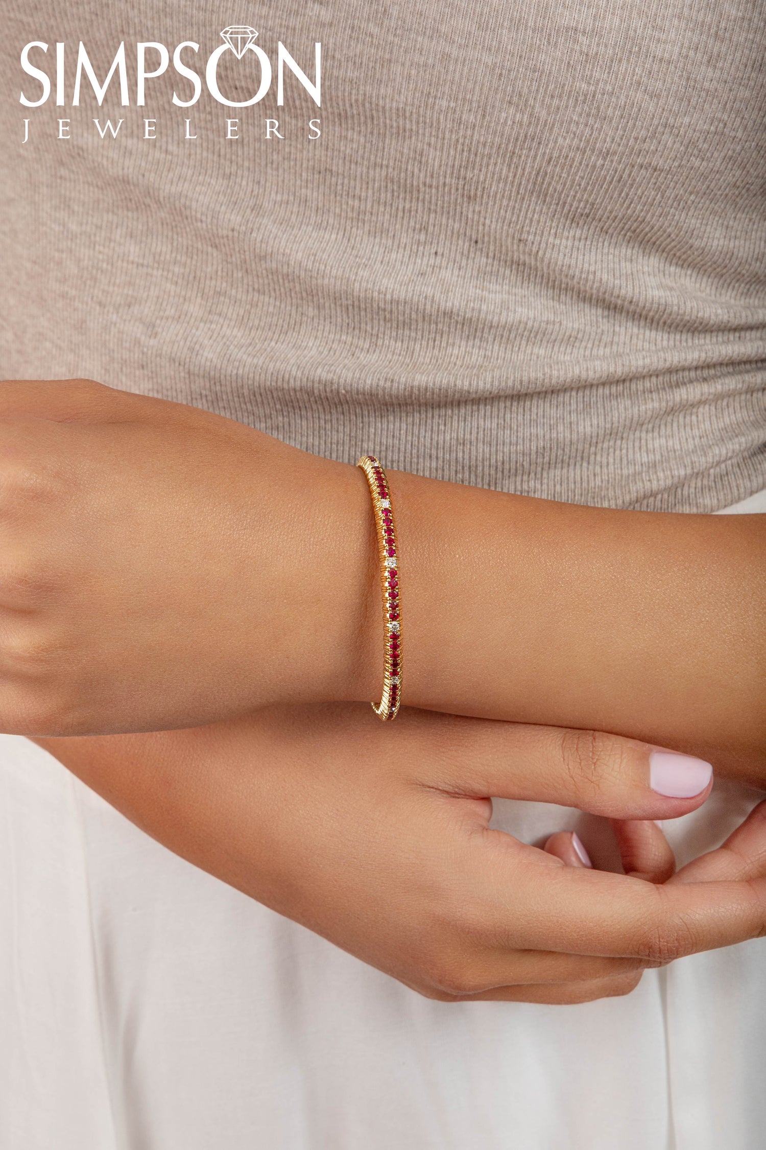 Ruby and Diamond Stretch Bracelet 