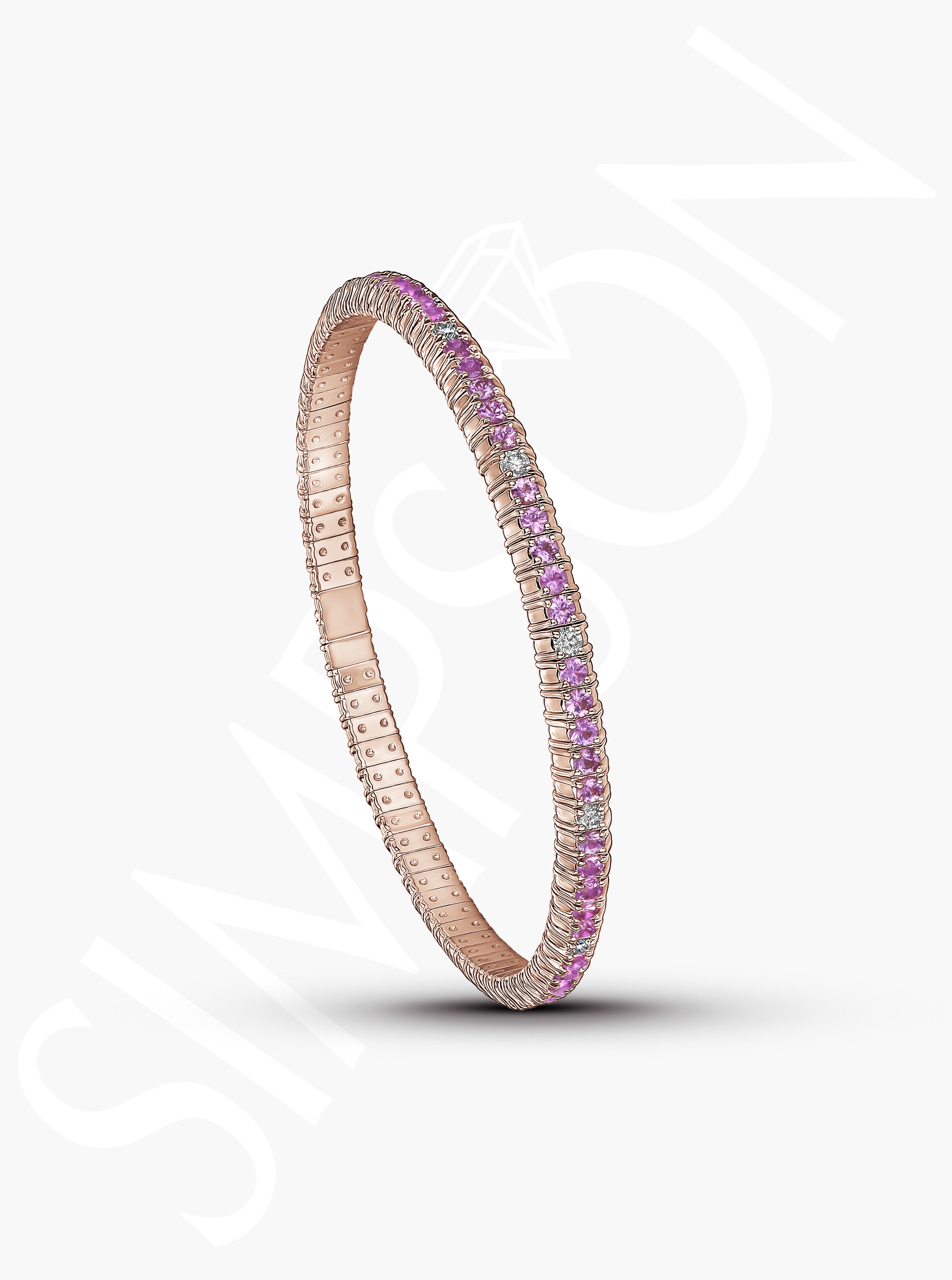 Pink Sapphire and Diamond Stretch Bracelet