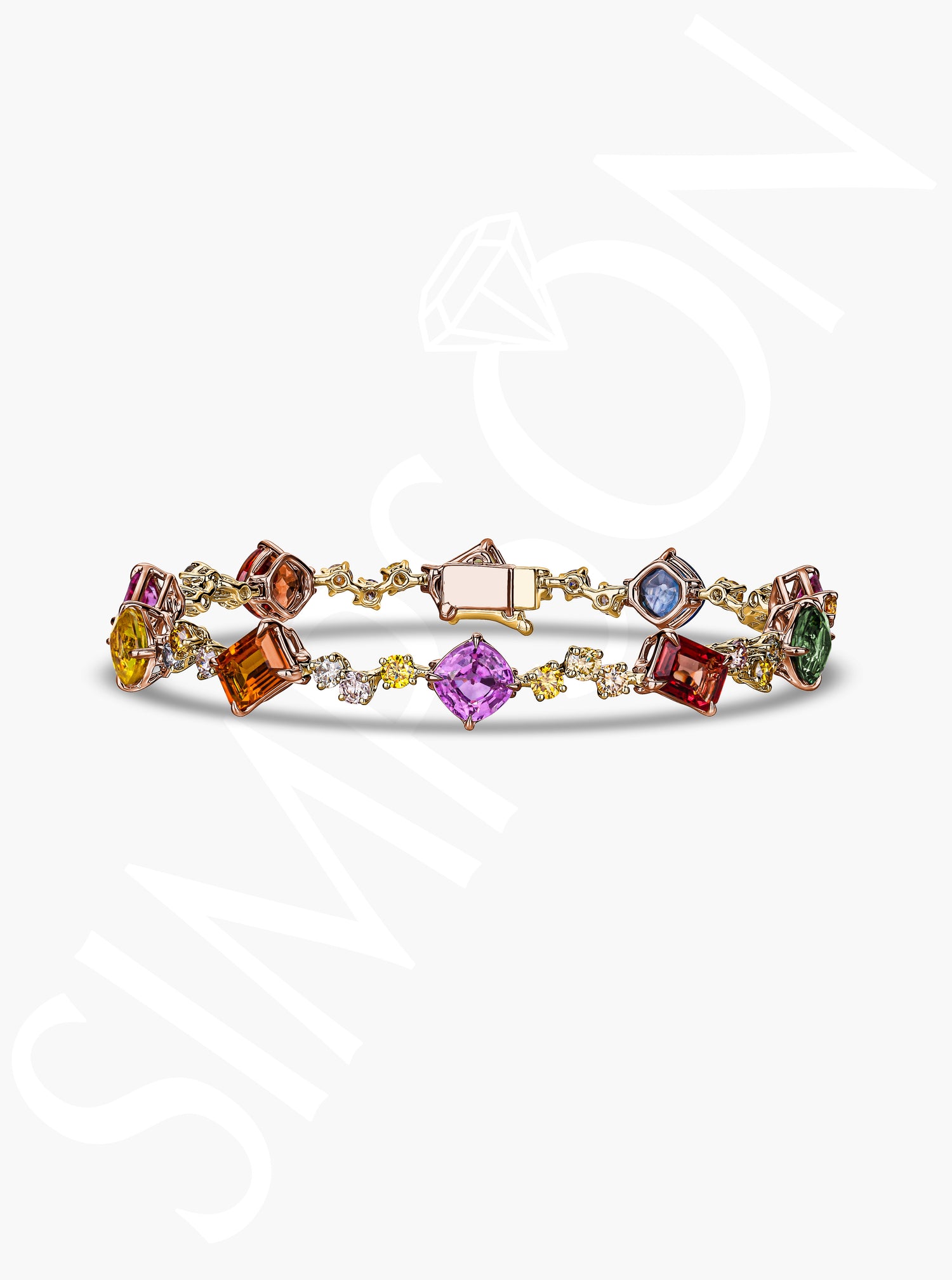 Multi-Colored Sapphire Diamond Bracelet