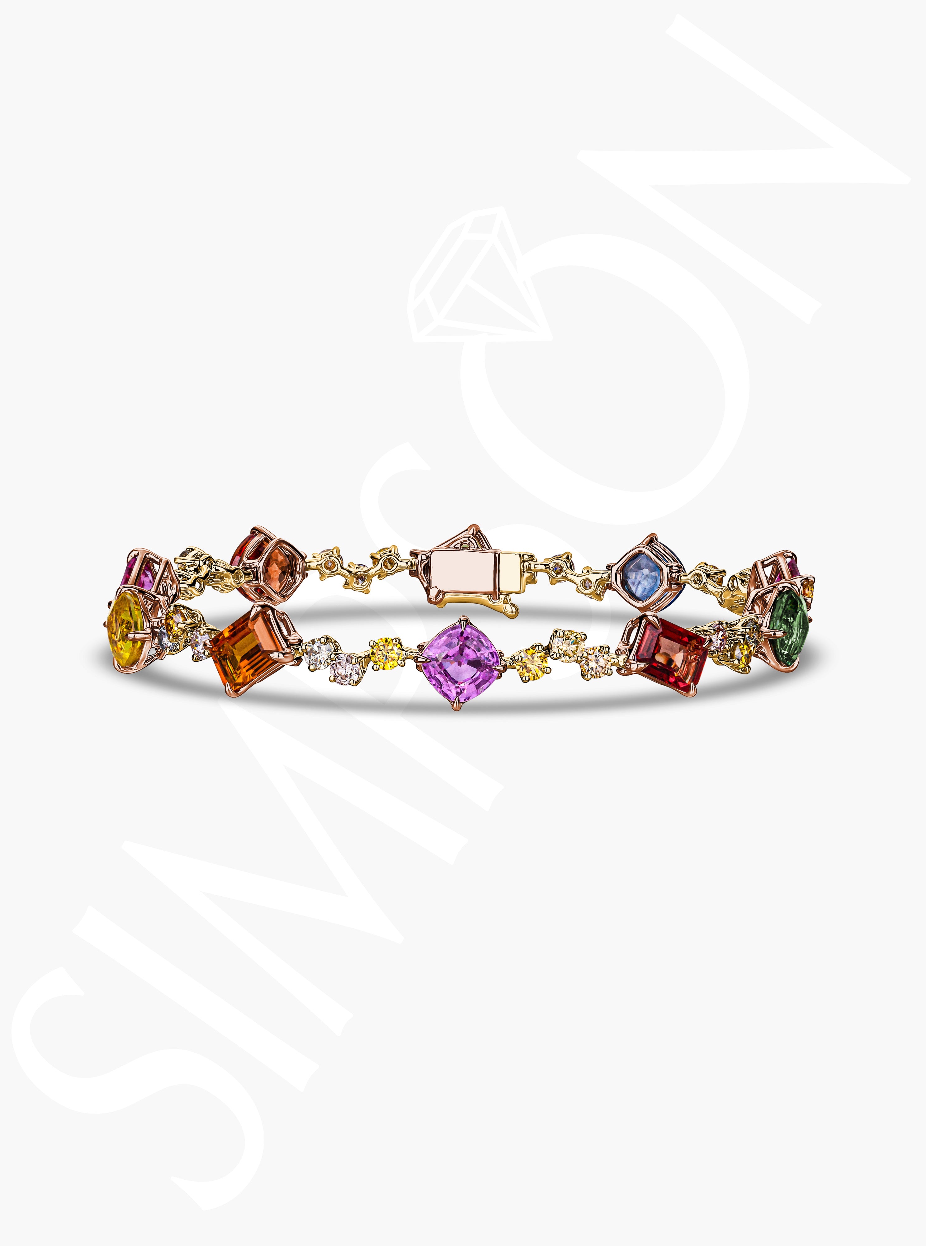 Multi-Colored Sapphire Diamond Bracelet