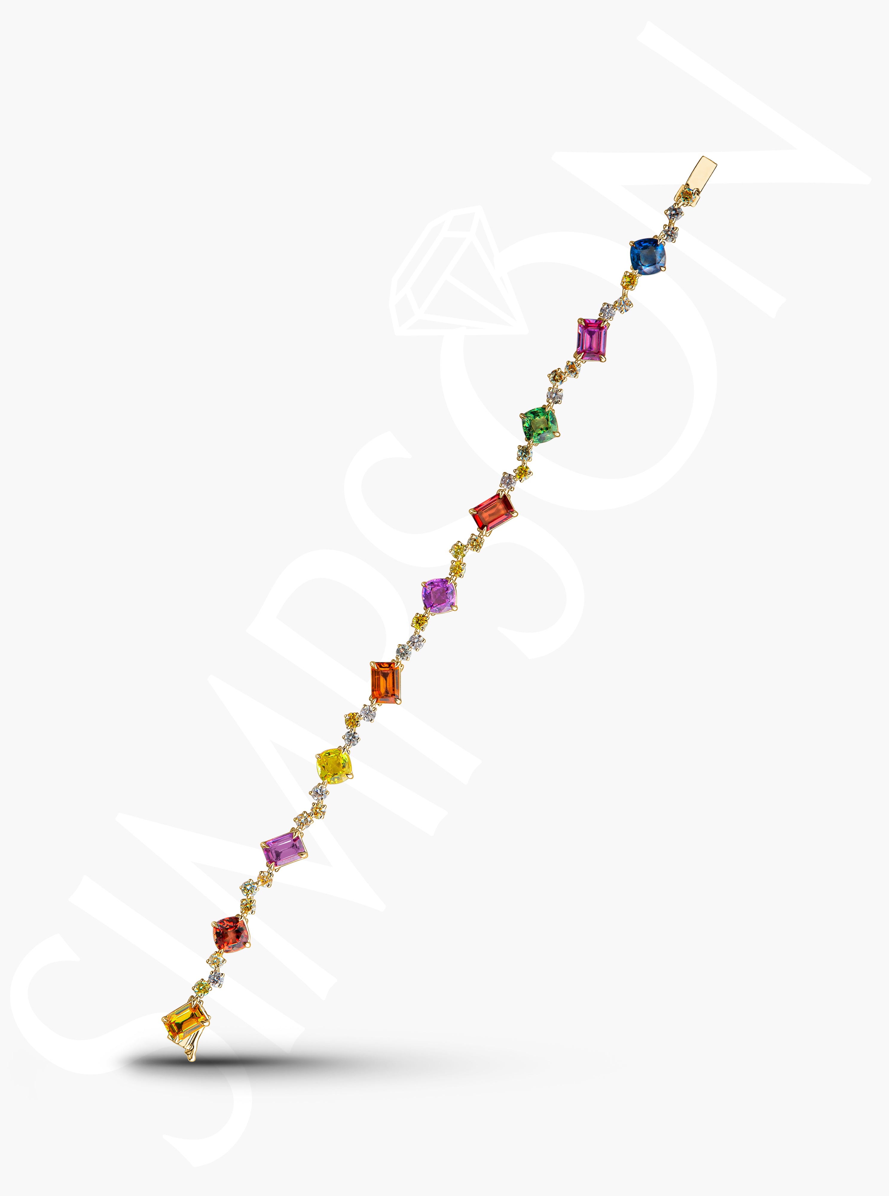 Multi-Colored Sapphire Diamond Bracelet