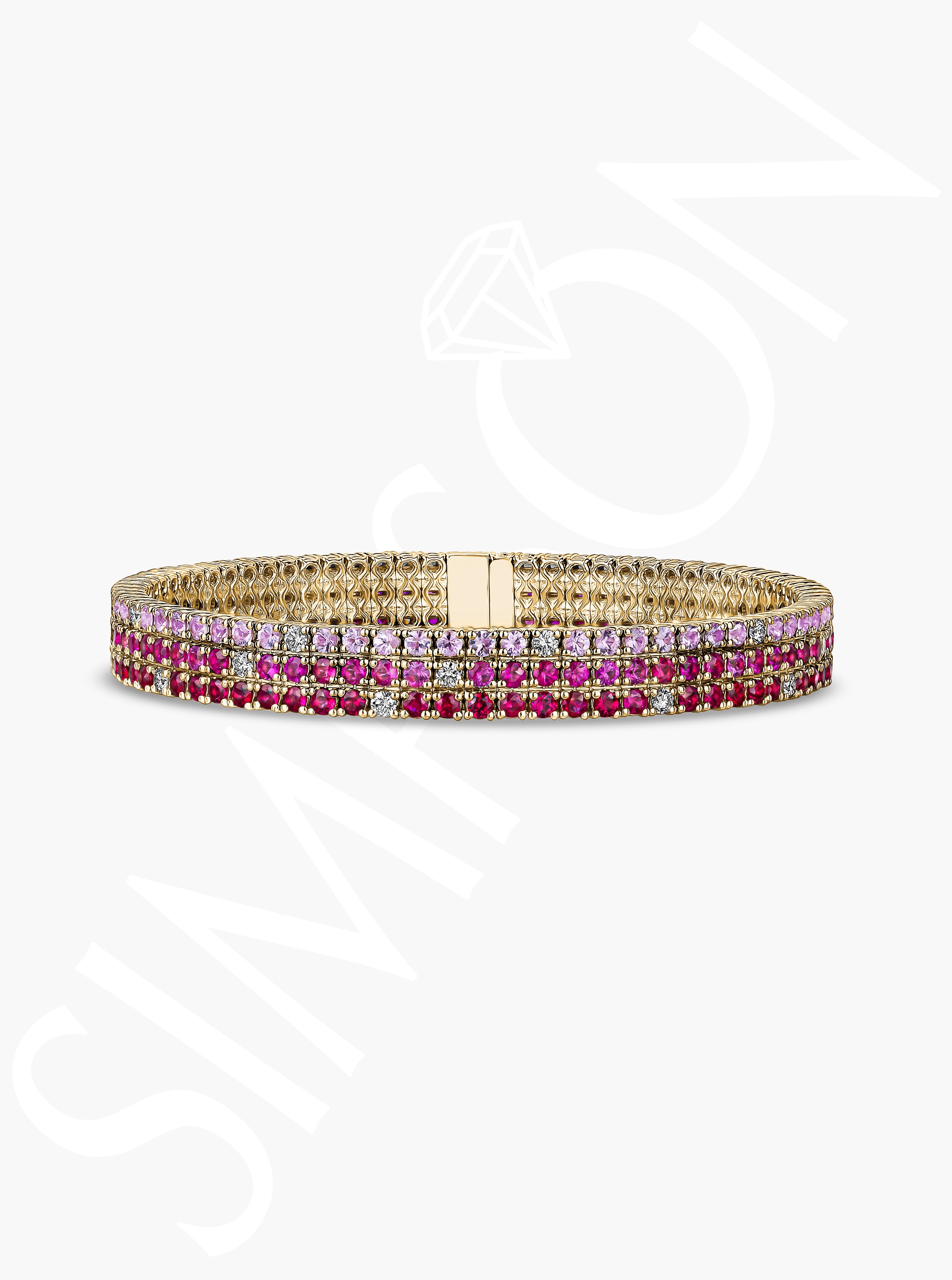 Ruby and Pink Sapphire Stretch Bracelet with Diamonds