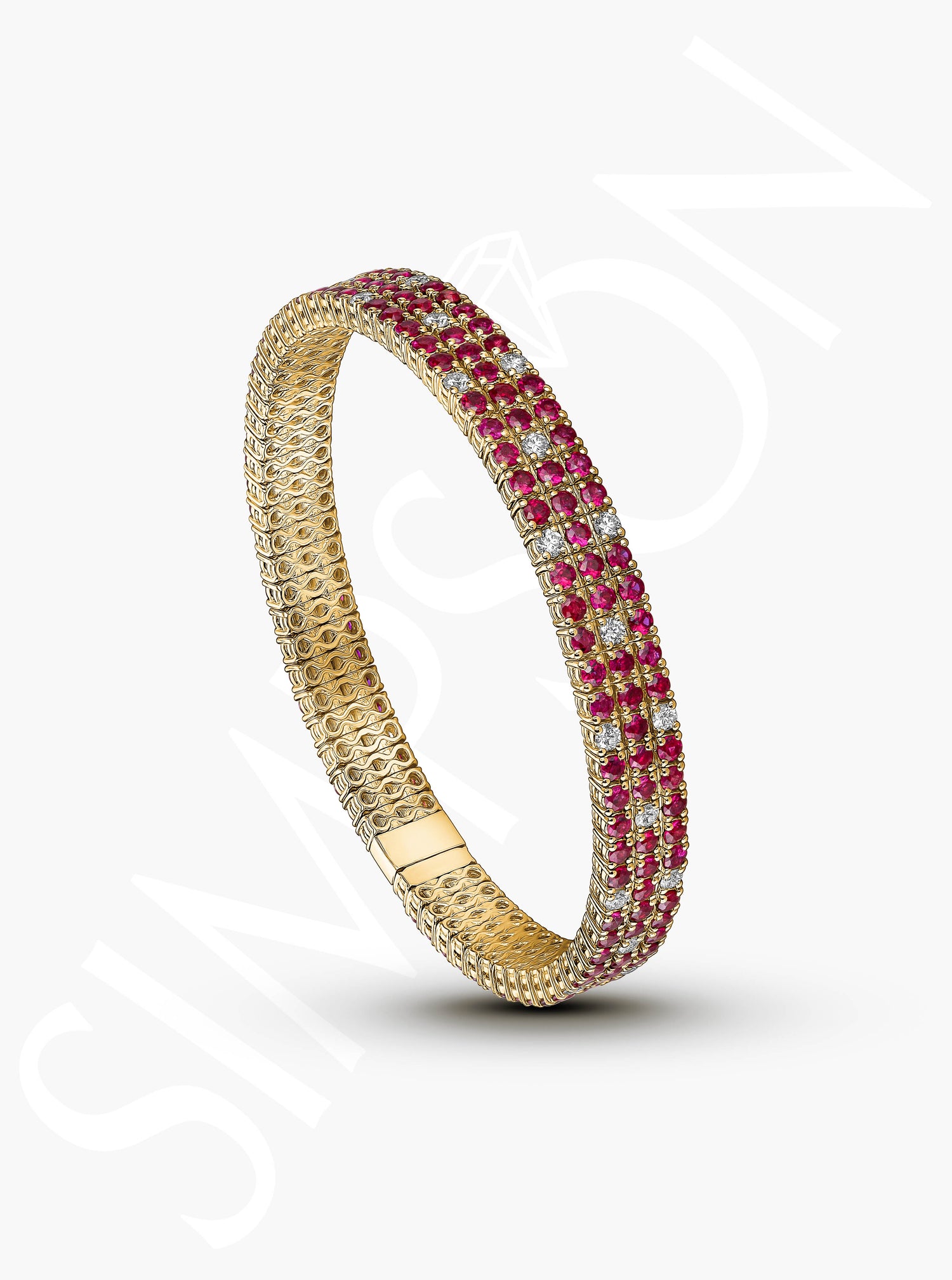Ruby Stretch Bracelet With Diamonds