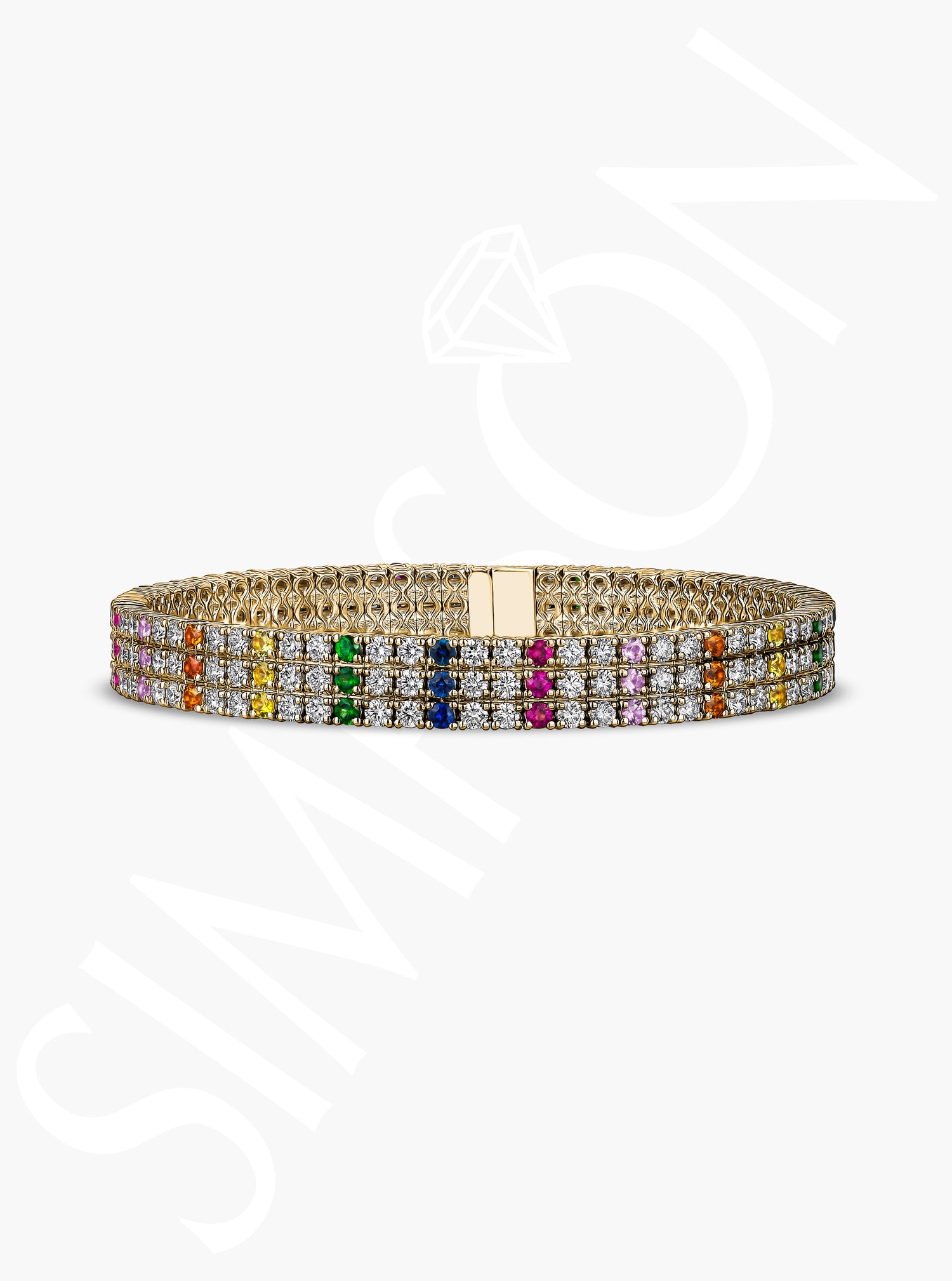 Rainbow Sapphire Stretch Bracelet with Diamonds