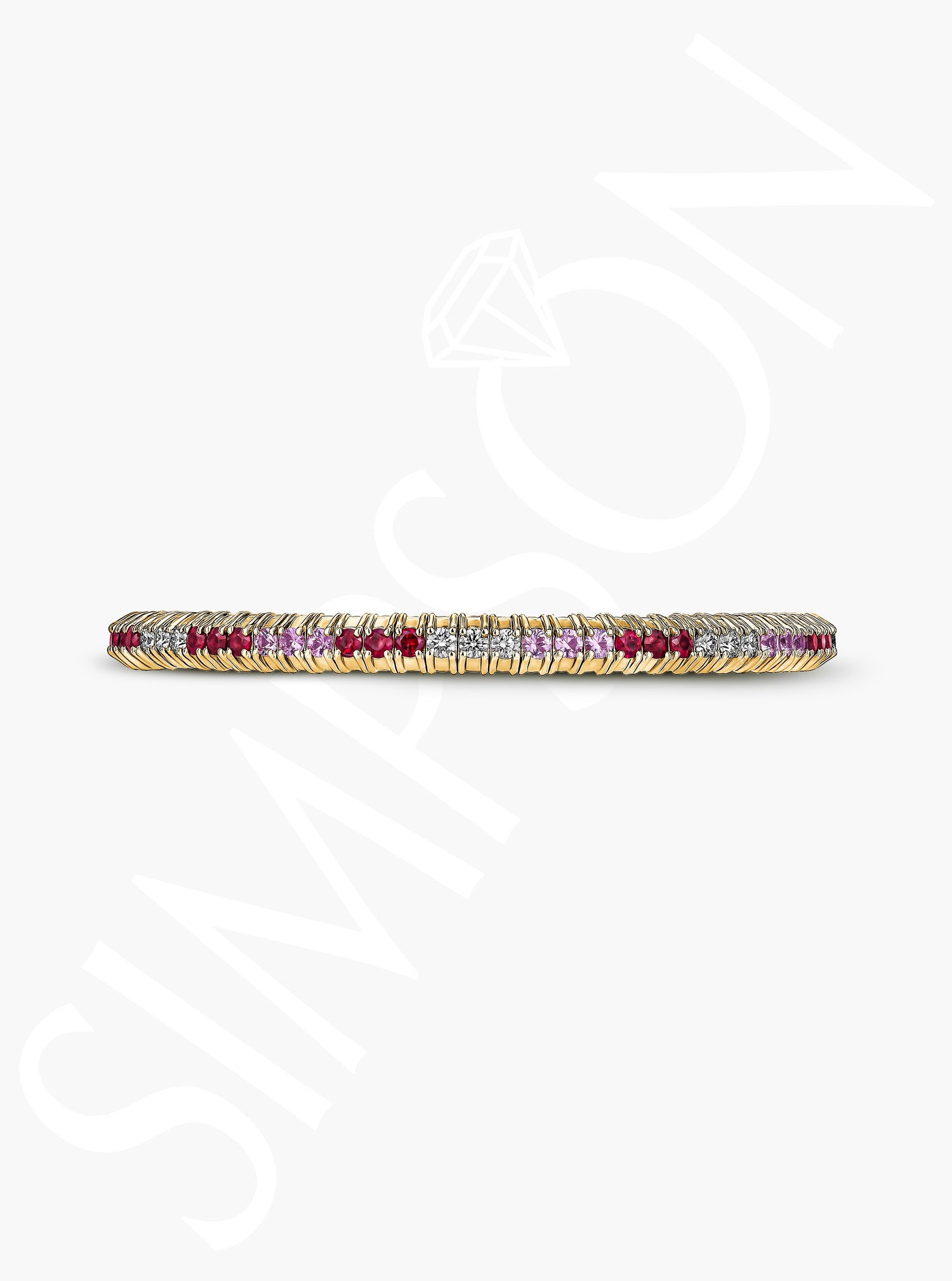 Ruby and Light Pink Sapphire Stretch Bracelet with Diamonds