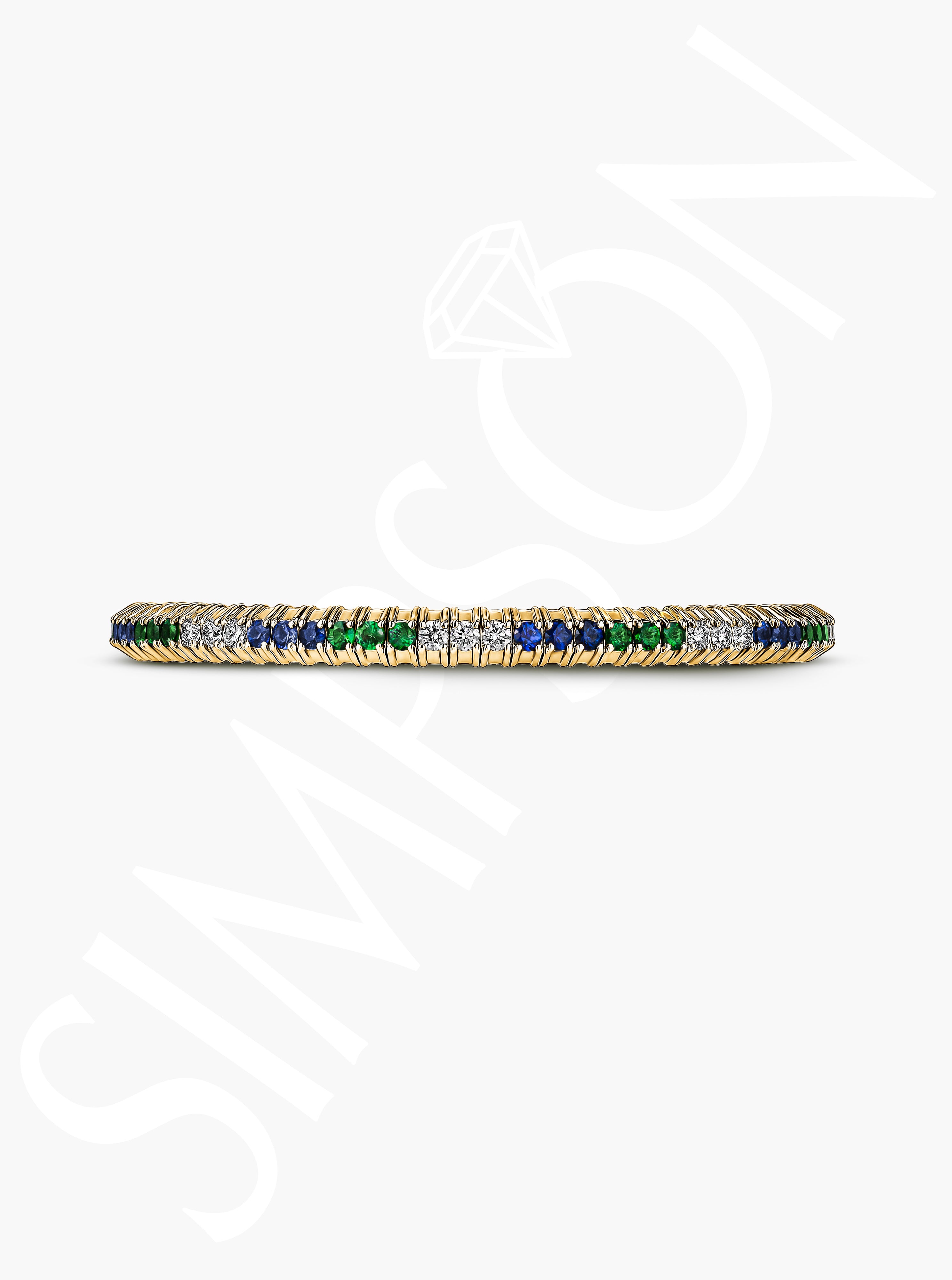 Sapphire and Tsavorite Stretch Bracelet with Diamonds