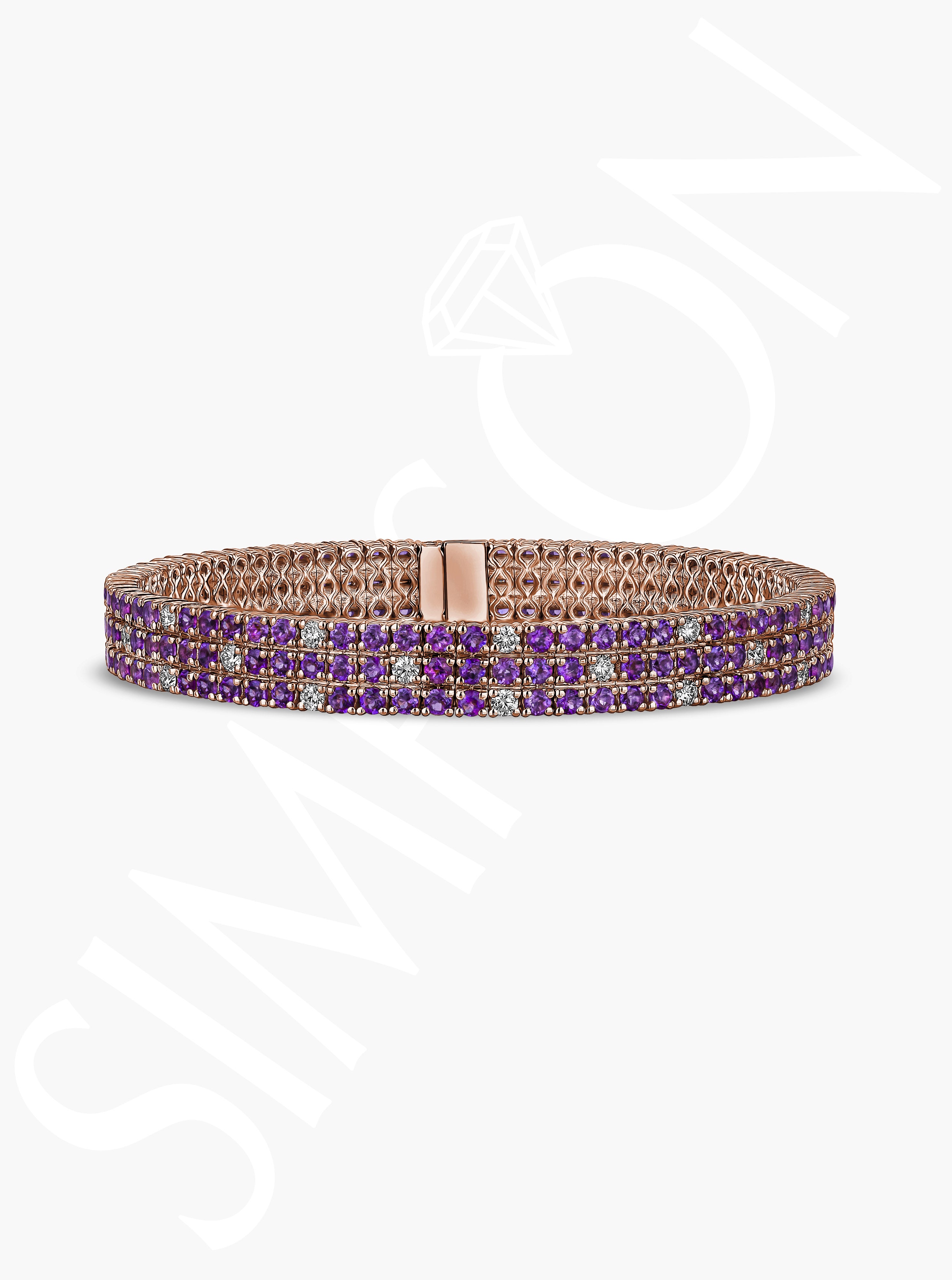 Amethyst Stretch Bracelet with Diamonds