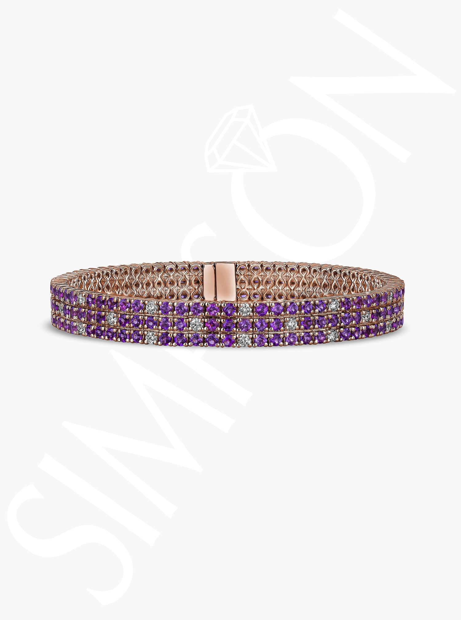 Amethyst Stretch Bracelet with Diamonds