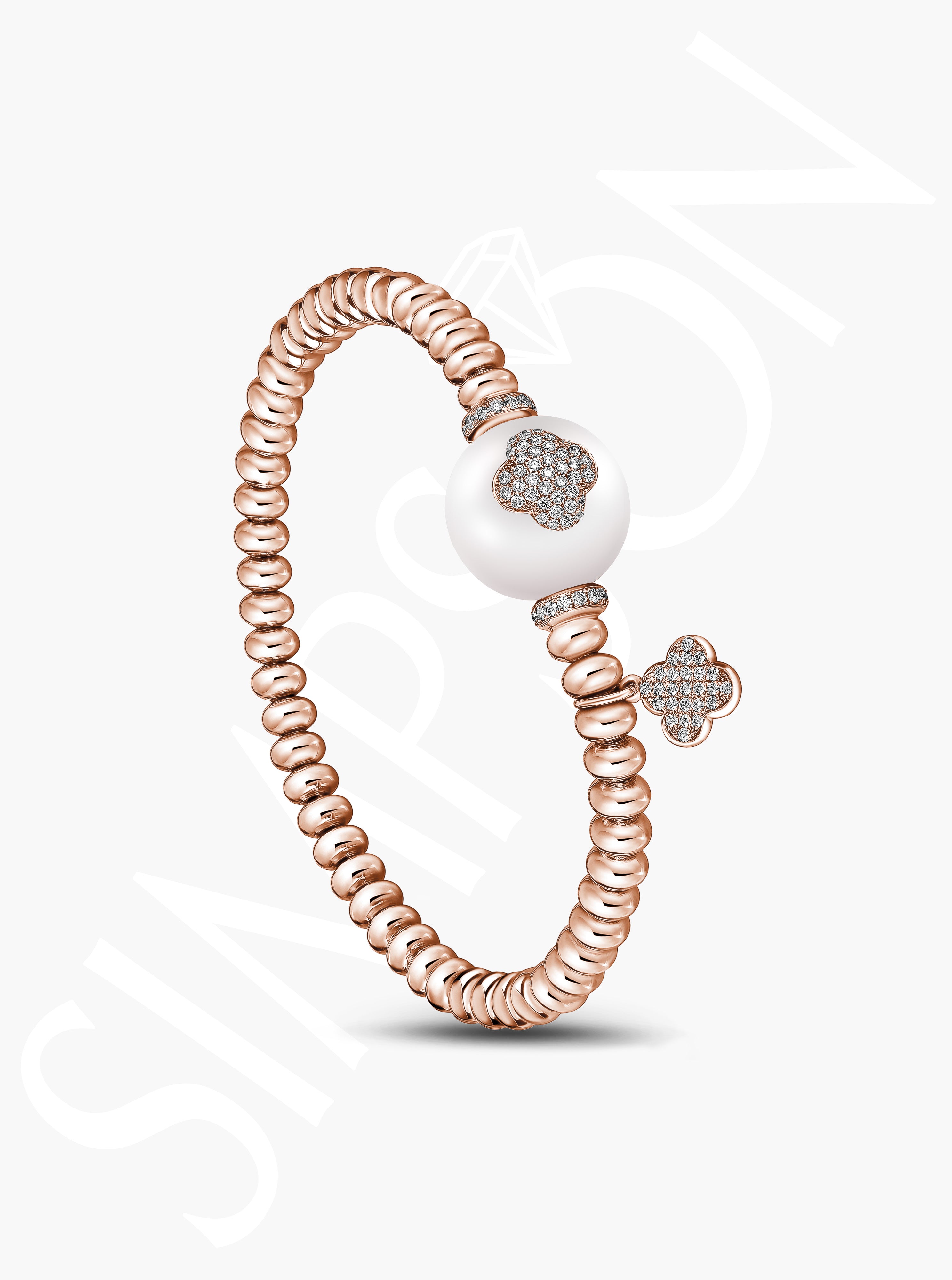 South Sea Pearl & Diamond Beaded Bracelet