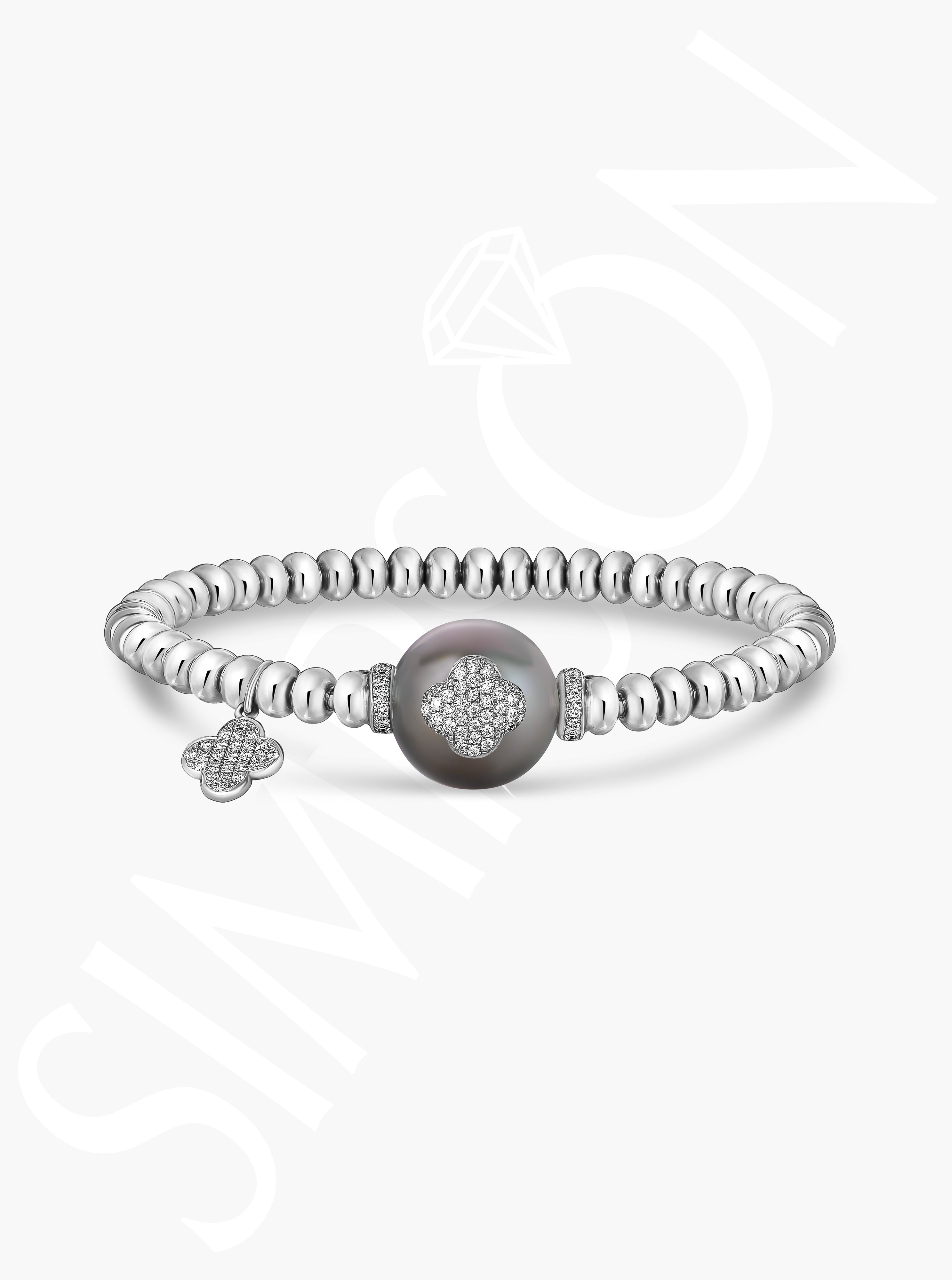 Tahitian Pearl & Diamond Beaded Bracelet