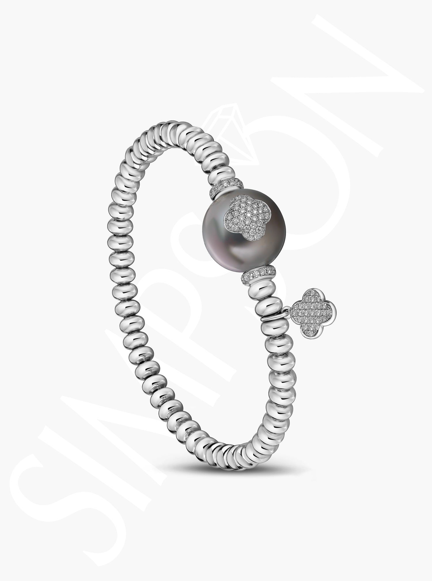 Tahitian Pearl & Diamond Beaded Bracelet