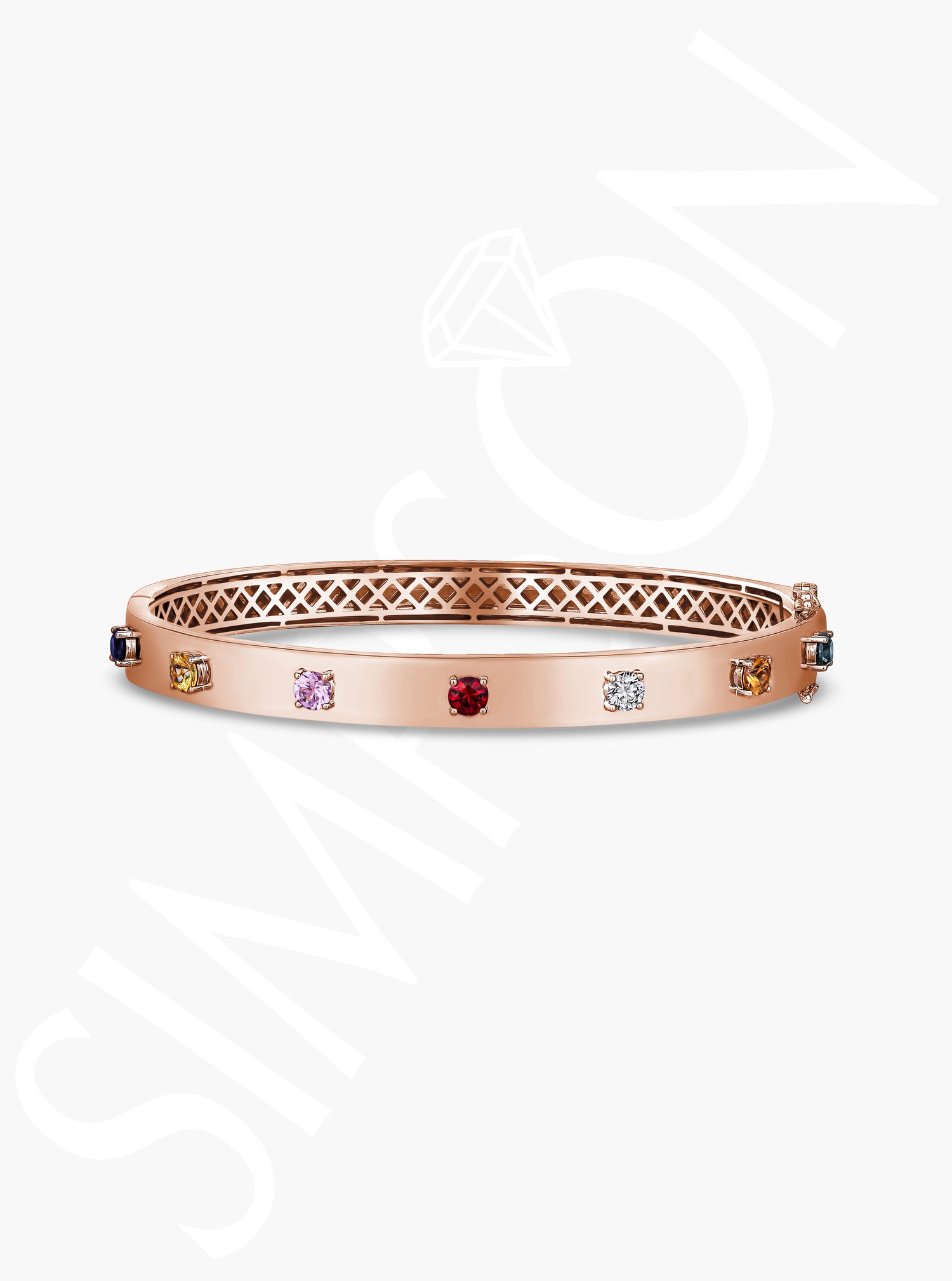 Multi-Colored Sapphire and Diamond Bangle