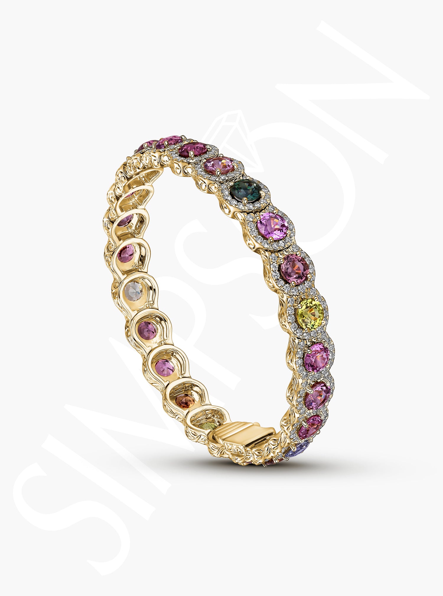 Multi-Color Gemstone and Diamond Bracelet