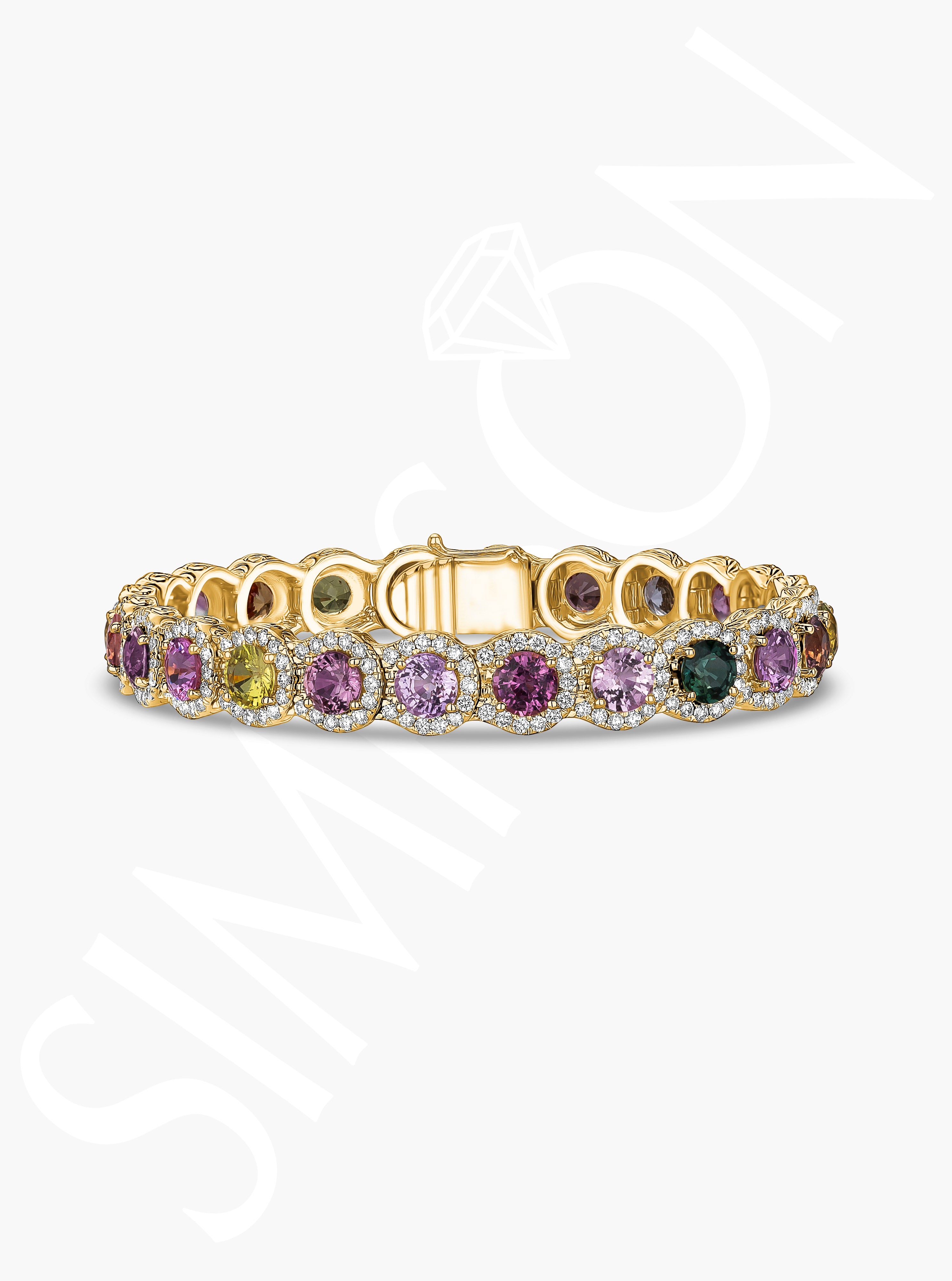 Multi-Color Gemstone and Diamond Bracelet