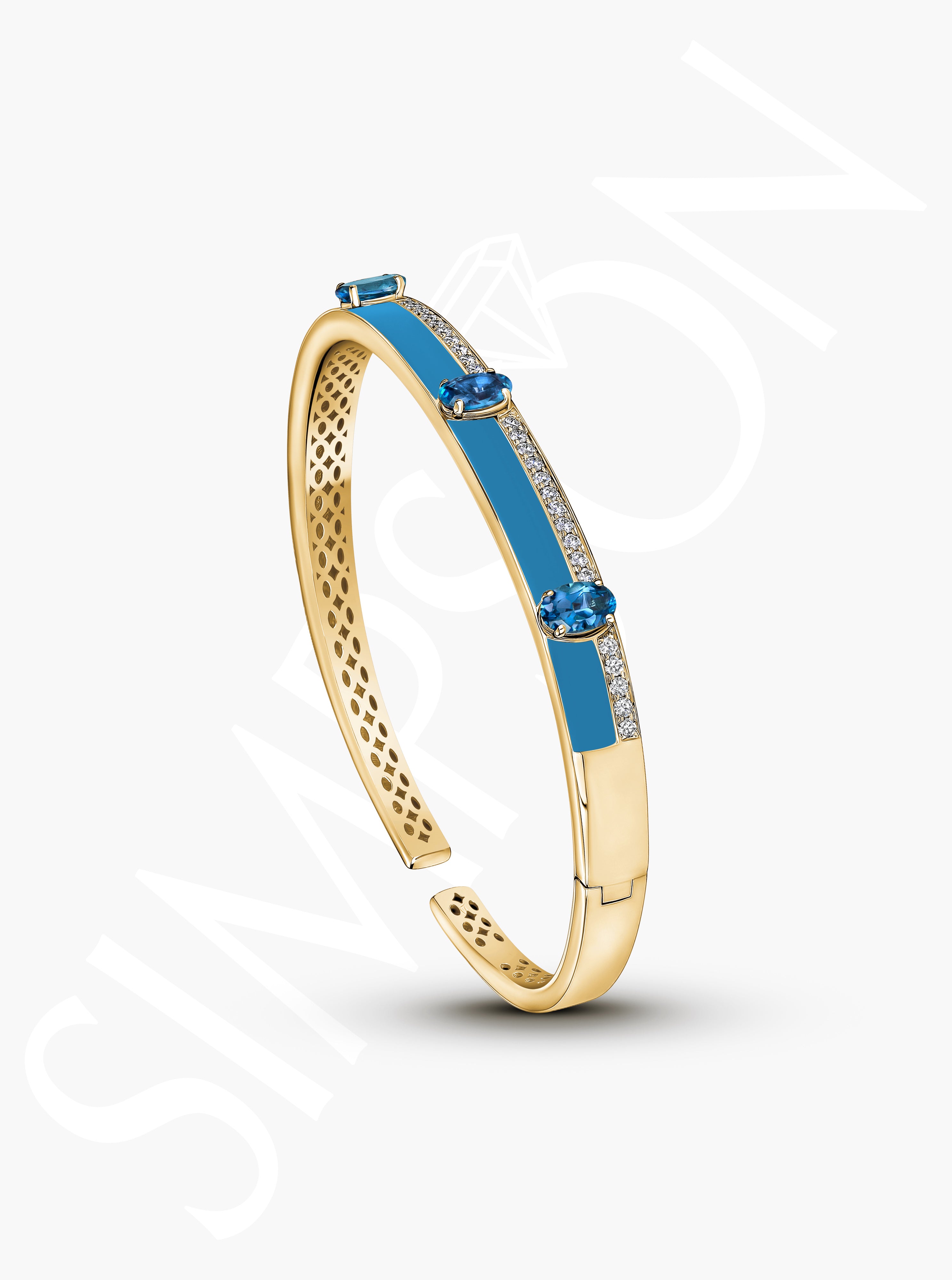 Blue Topaz Gold Bangle