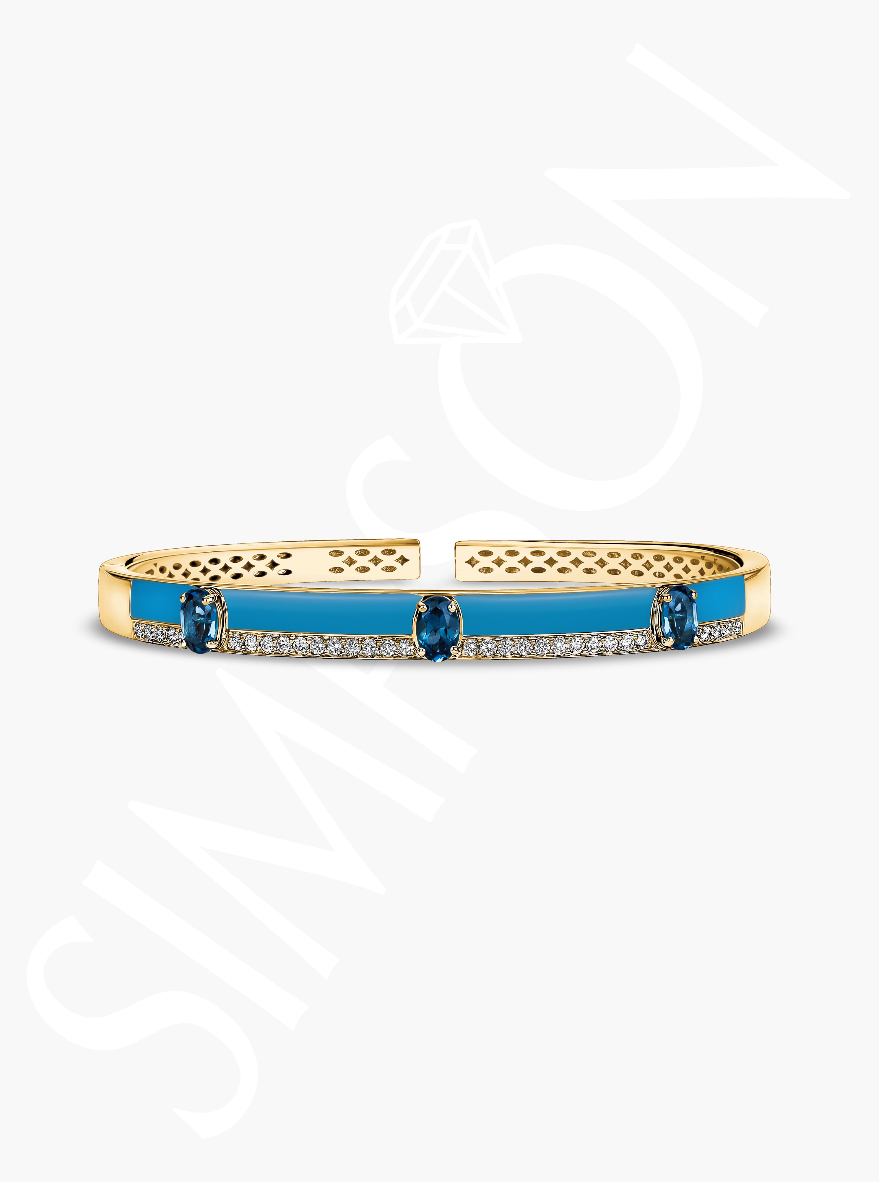 Blue Topaz Gold Bangle