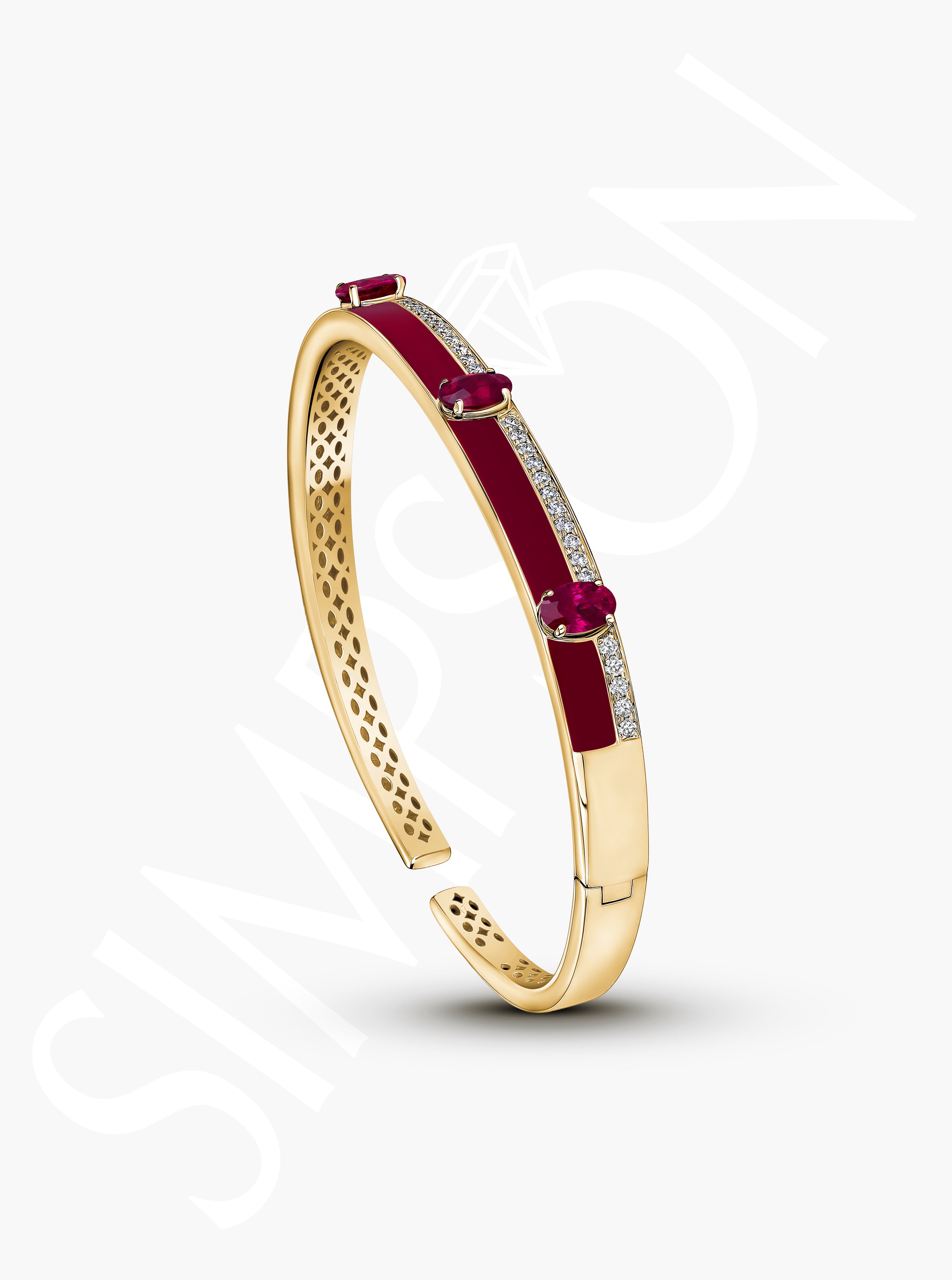 Ruby and Diamond Gold Bangle