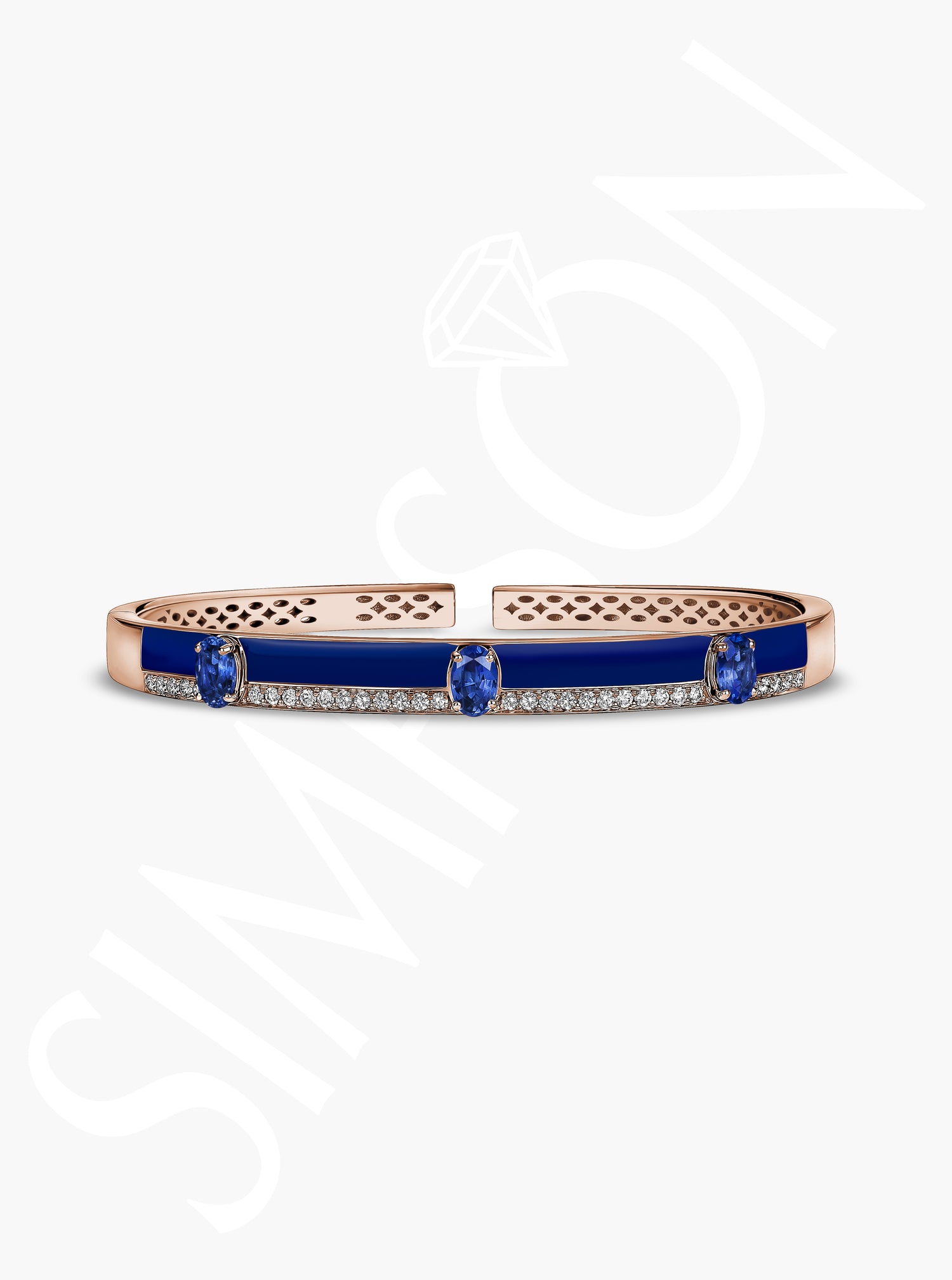 Blue Sapphire and Diamond Bangle