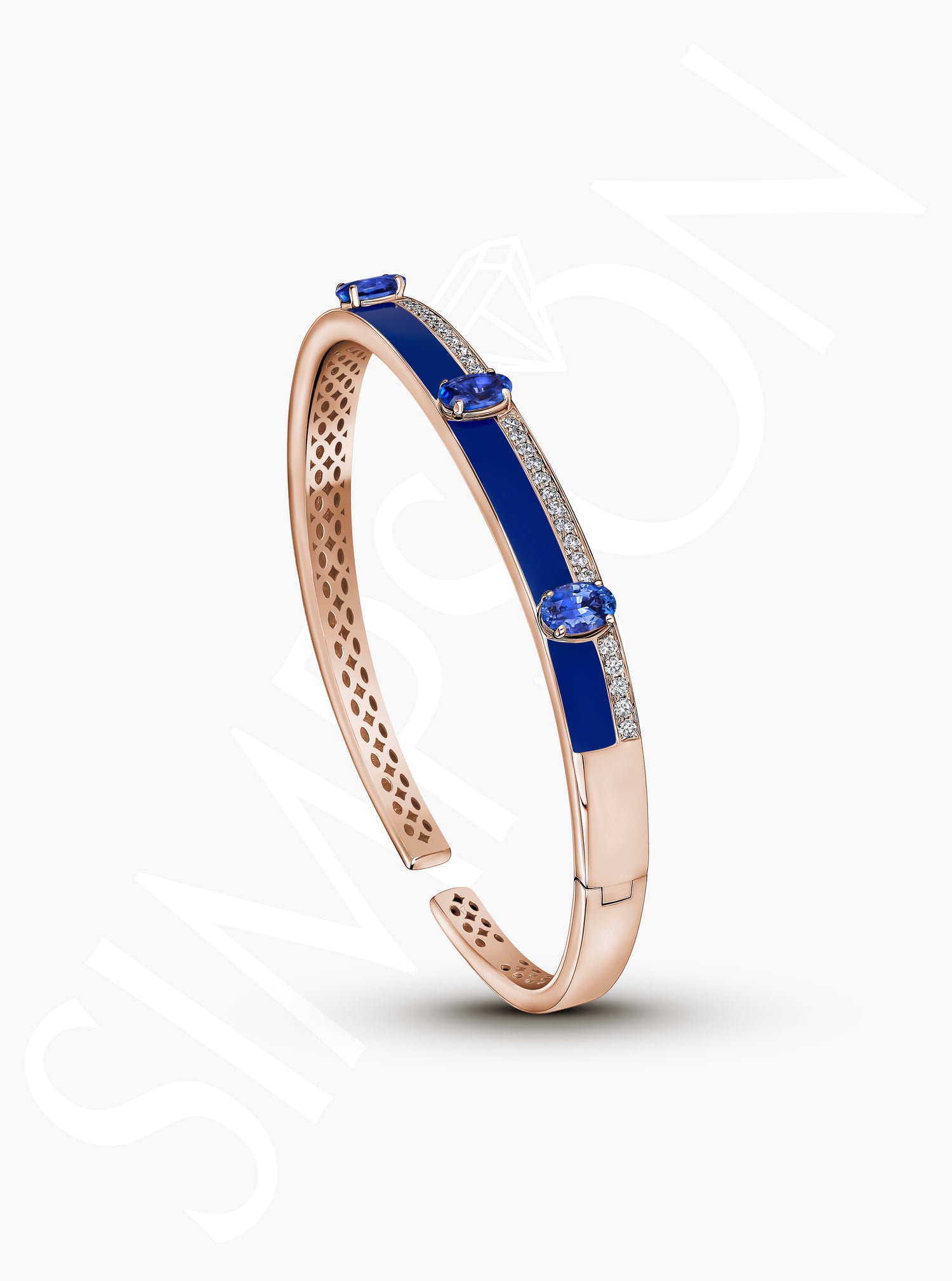 Blue Sapphire and Diamond Bangle