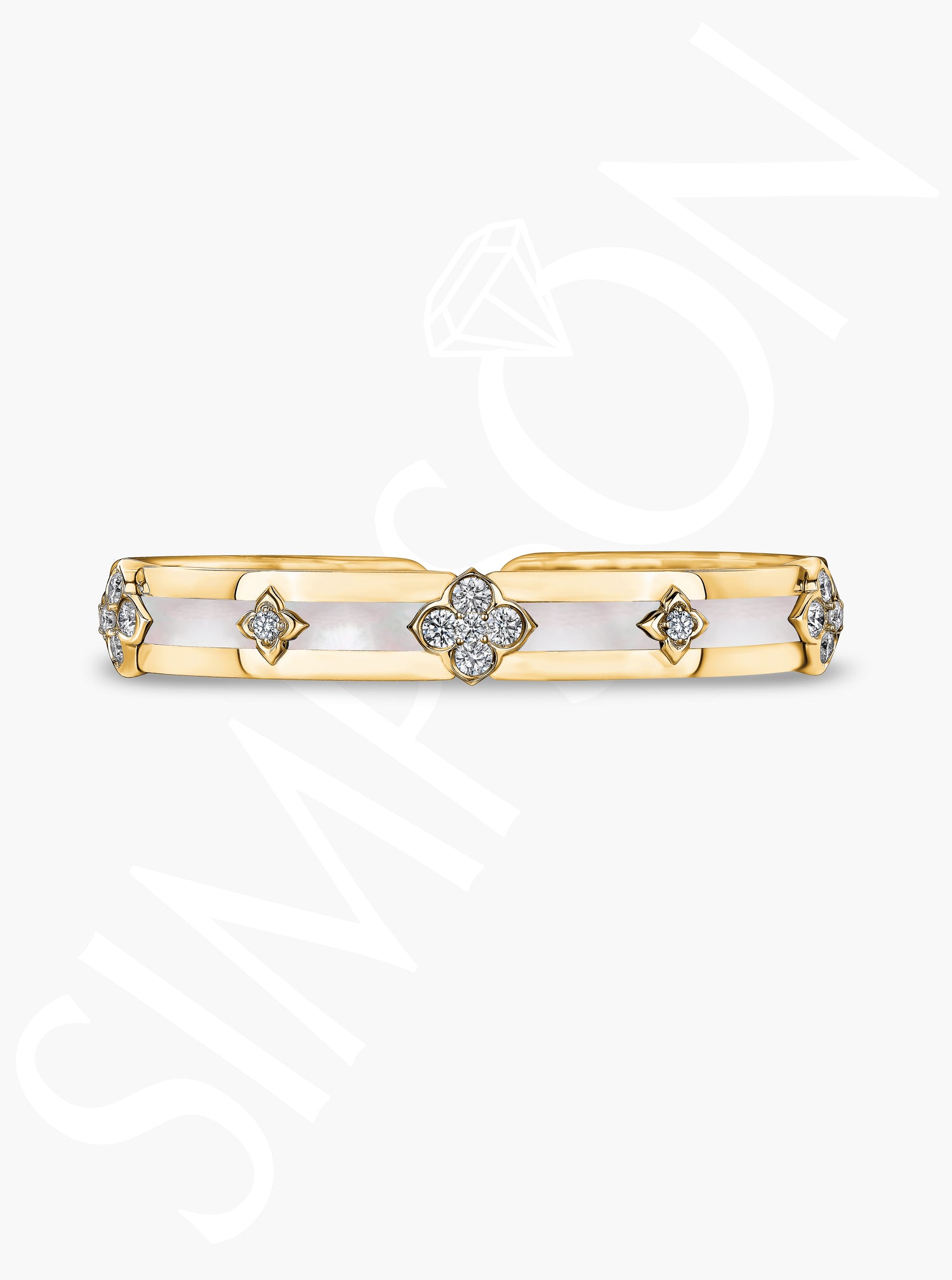 Mother-Of-Pearl Bangle with Diamond Accents