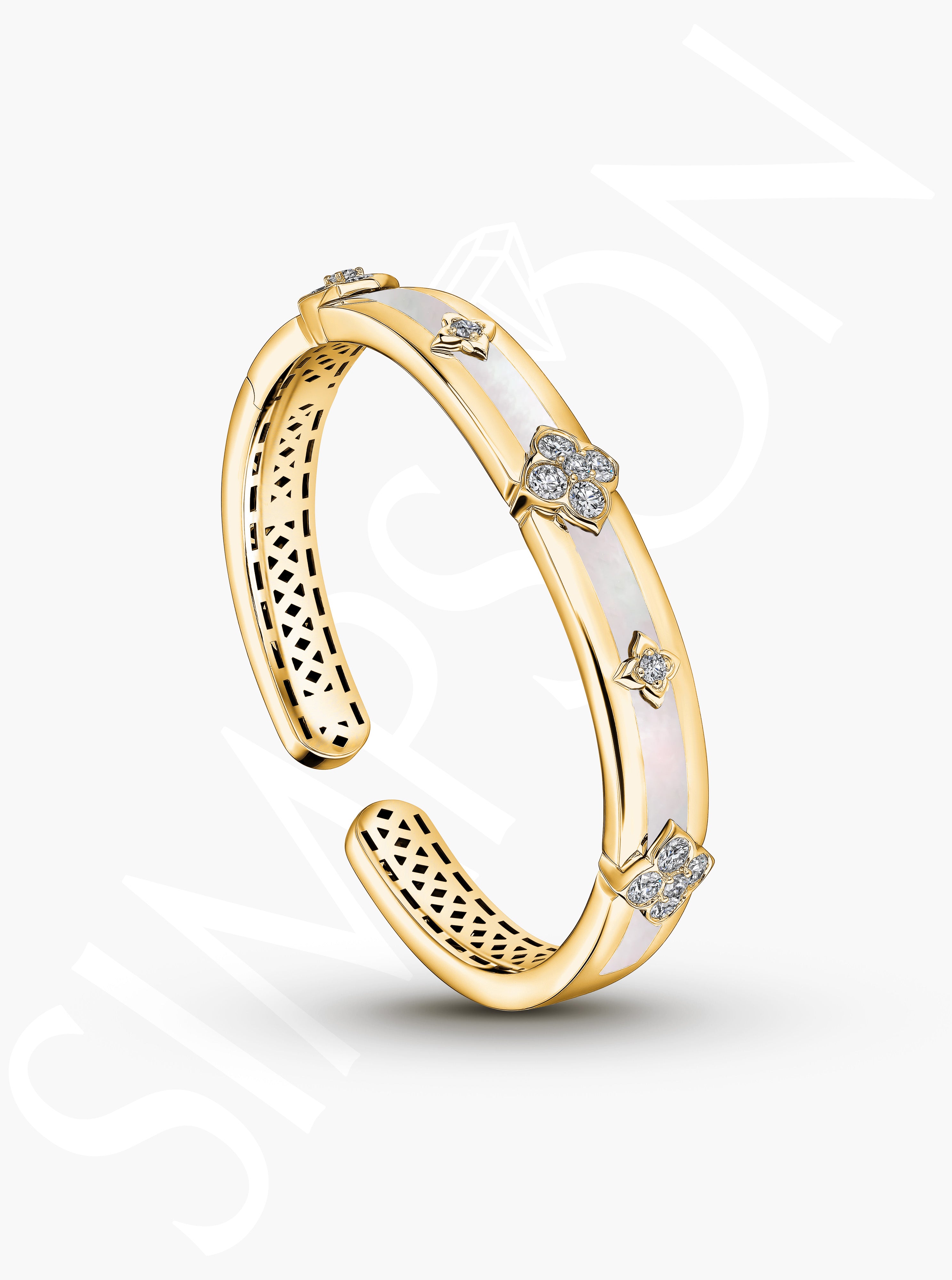 Mother-Of-Pearl Bangle with Diamond Accents
