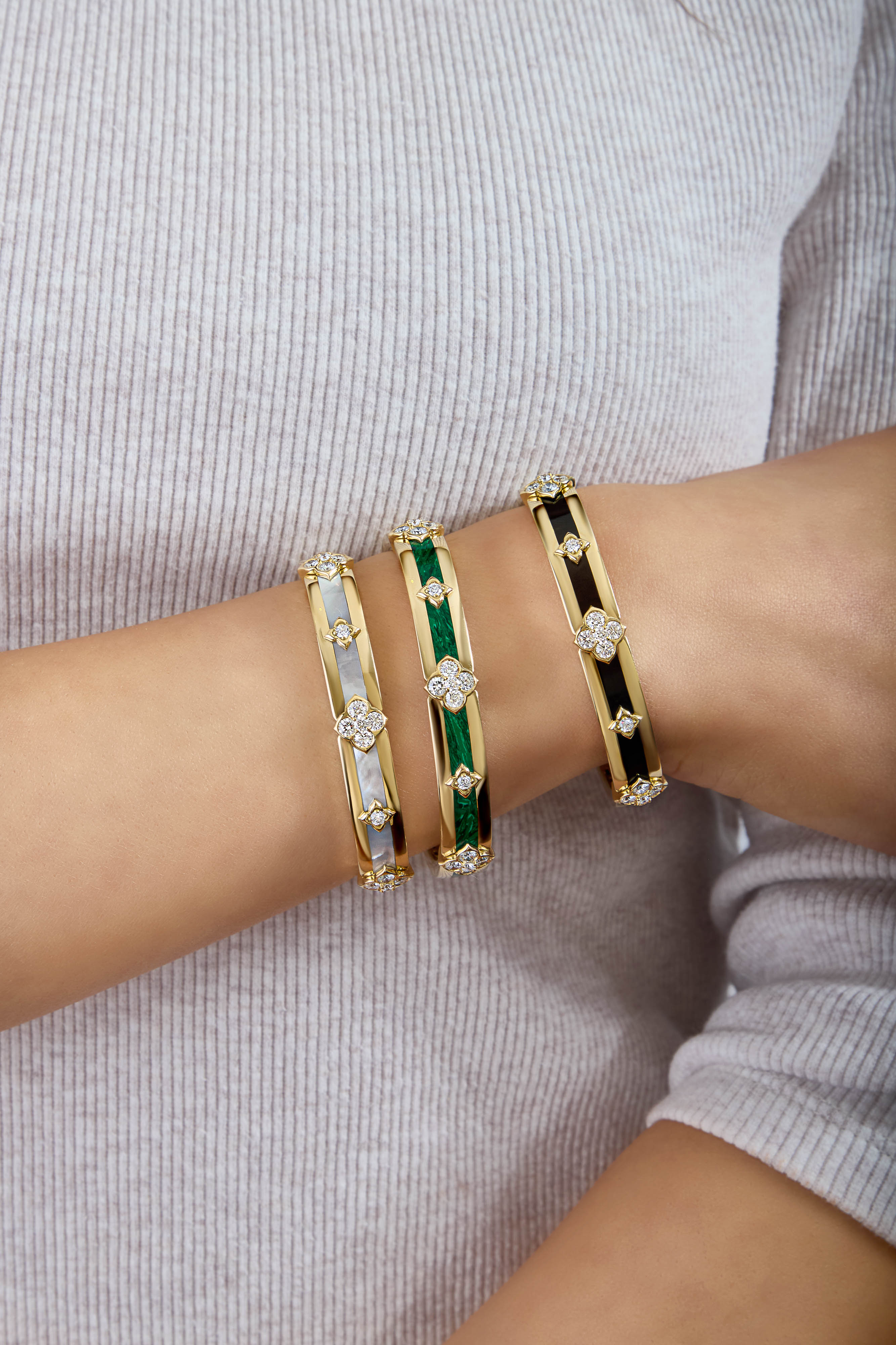 Malachite Bangle with Diamond Accents