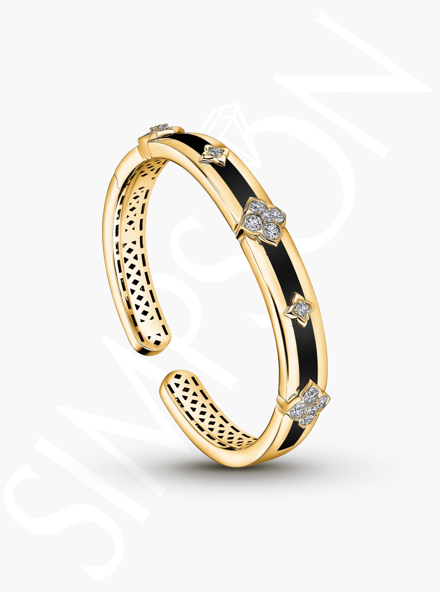 Black Onyx Bangle with Diamond Accents