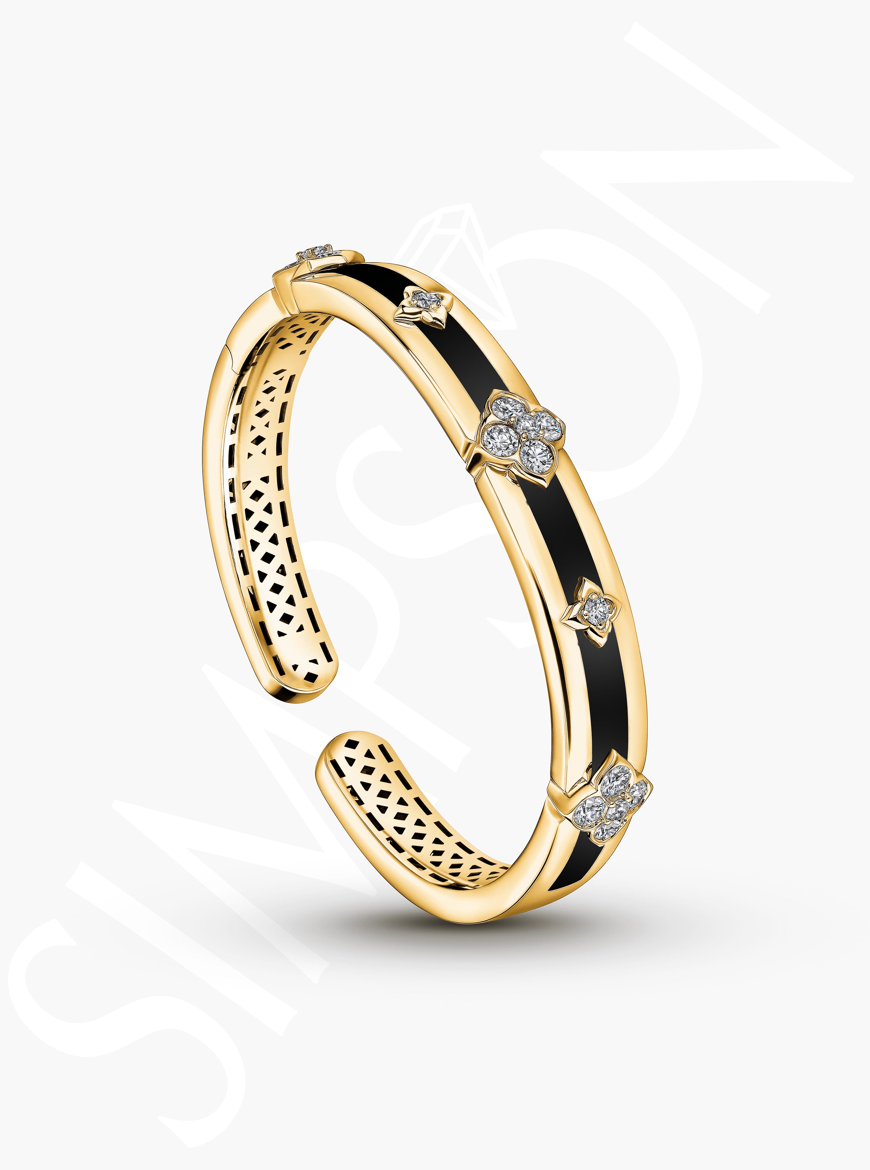 Black Onyx Bangle with Diamond Accents
