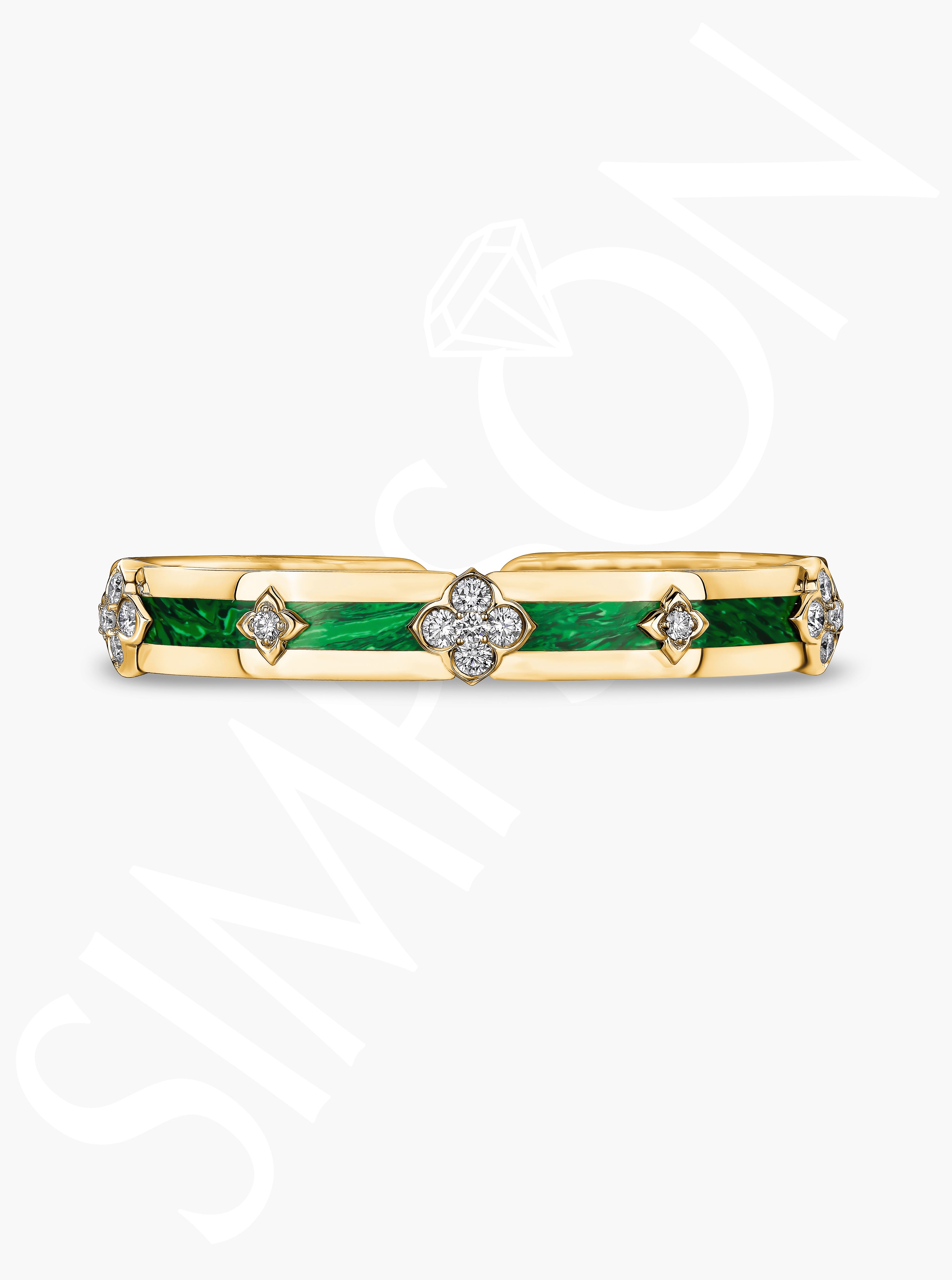 Malachite Bangle with Diamond Accents