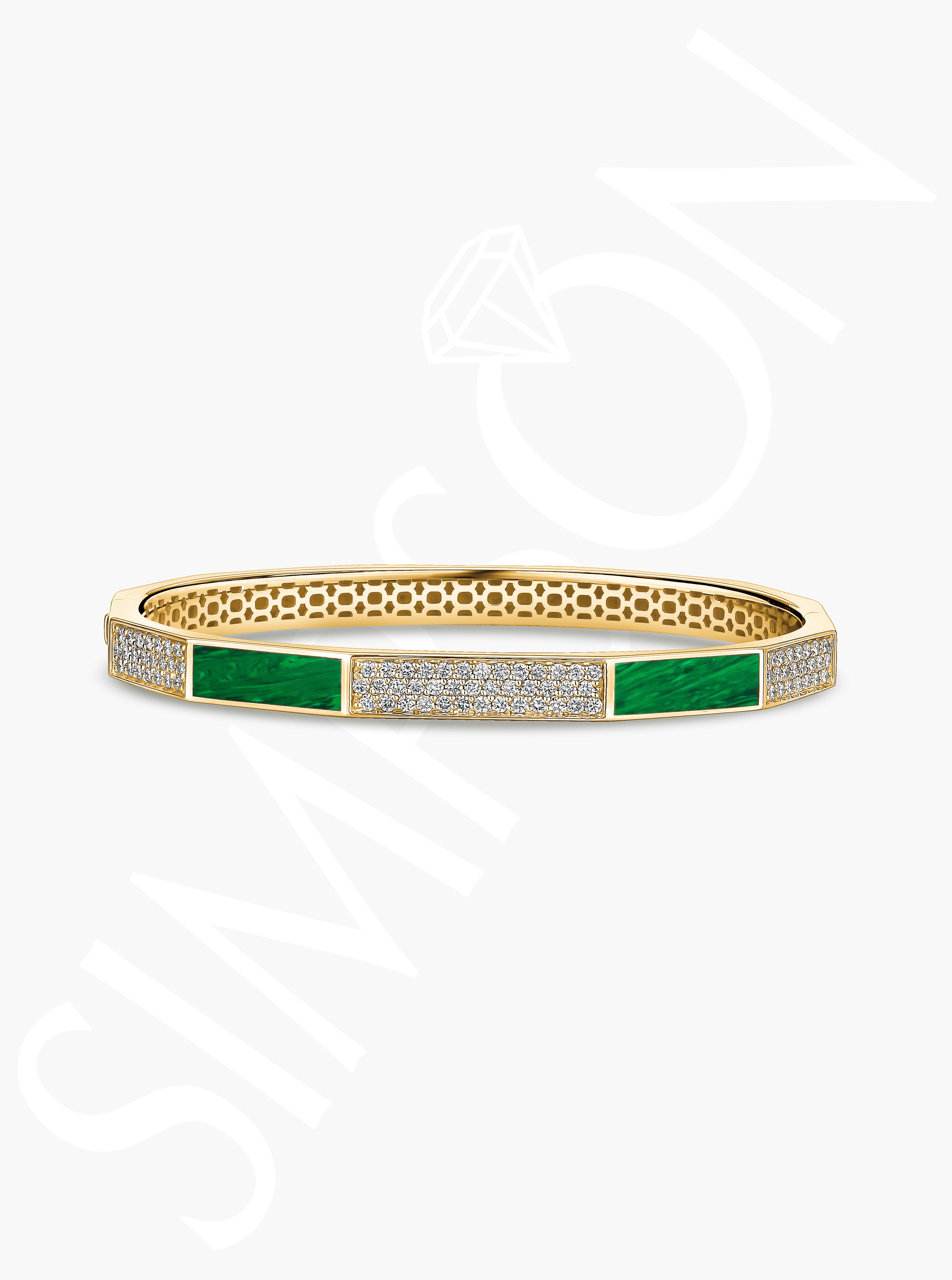 Malachite and Diamond Bangle