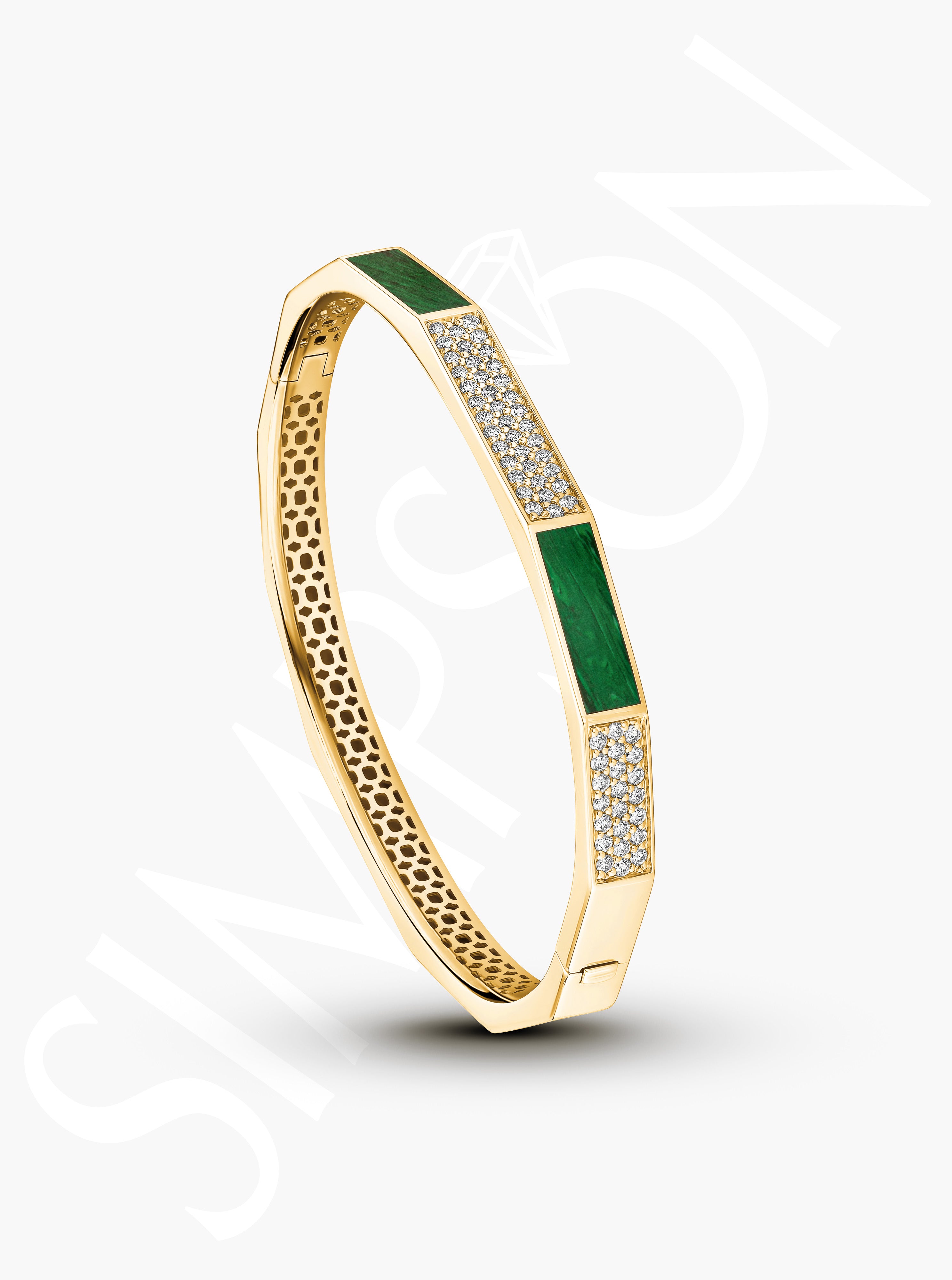 Malachite and Diamond Bangle
