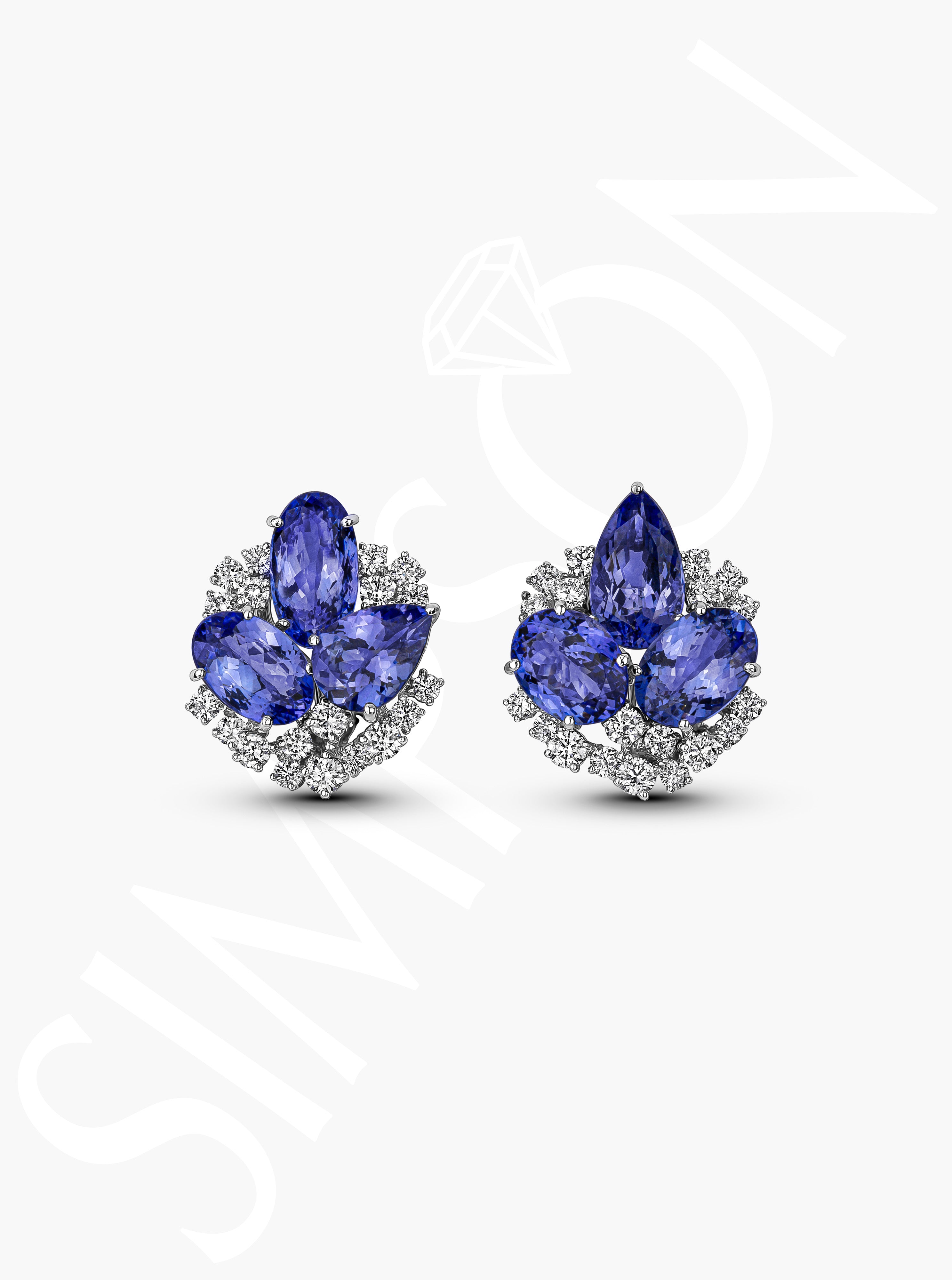 Tanzanite and Diamond Cluster Earrings