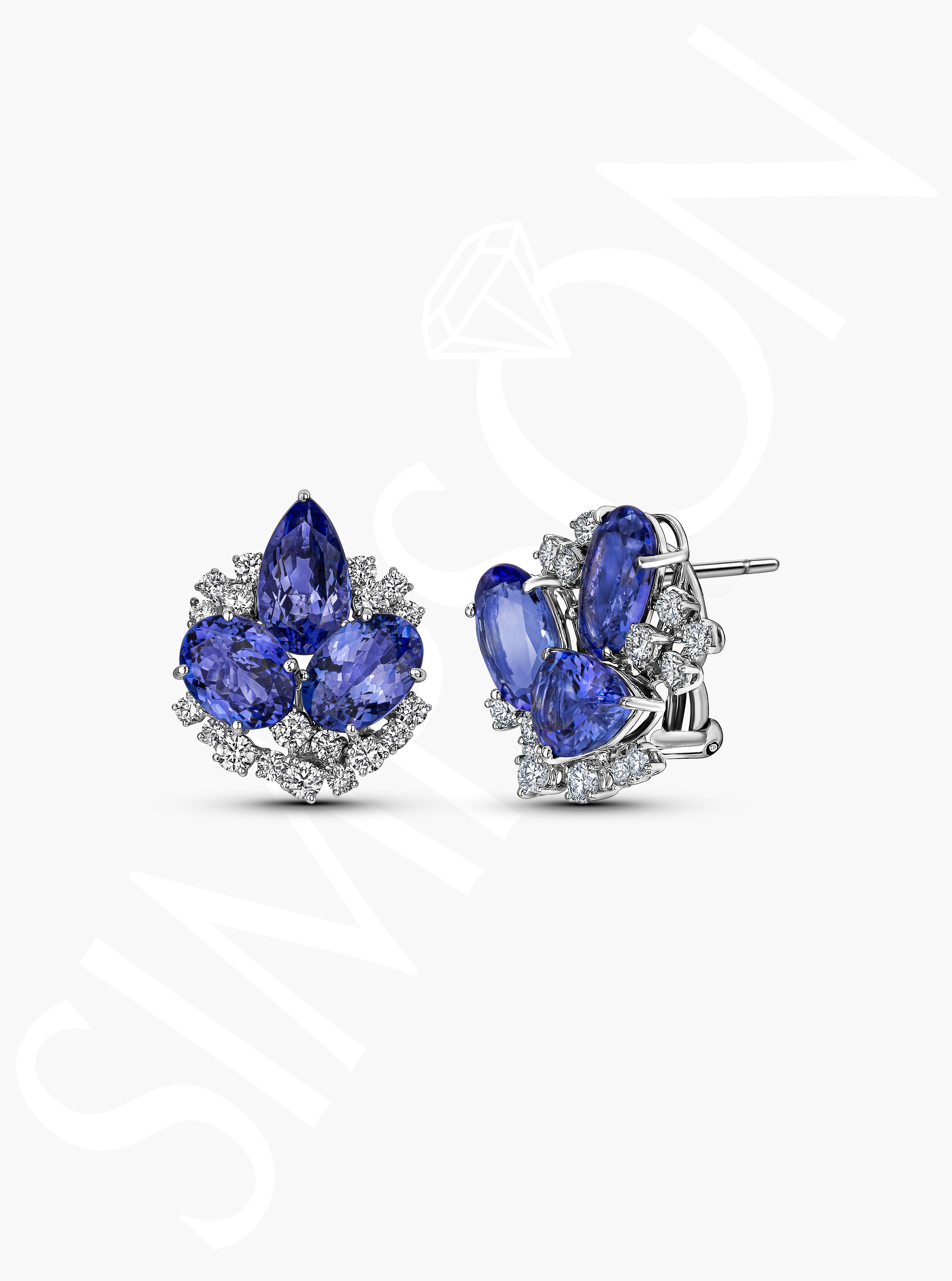 Tanzanite and Diamond Cluster Earrings