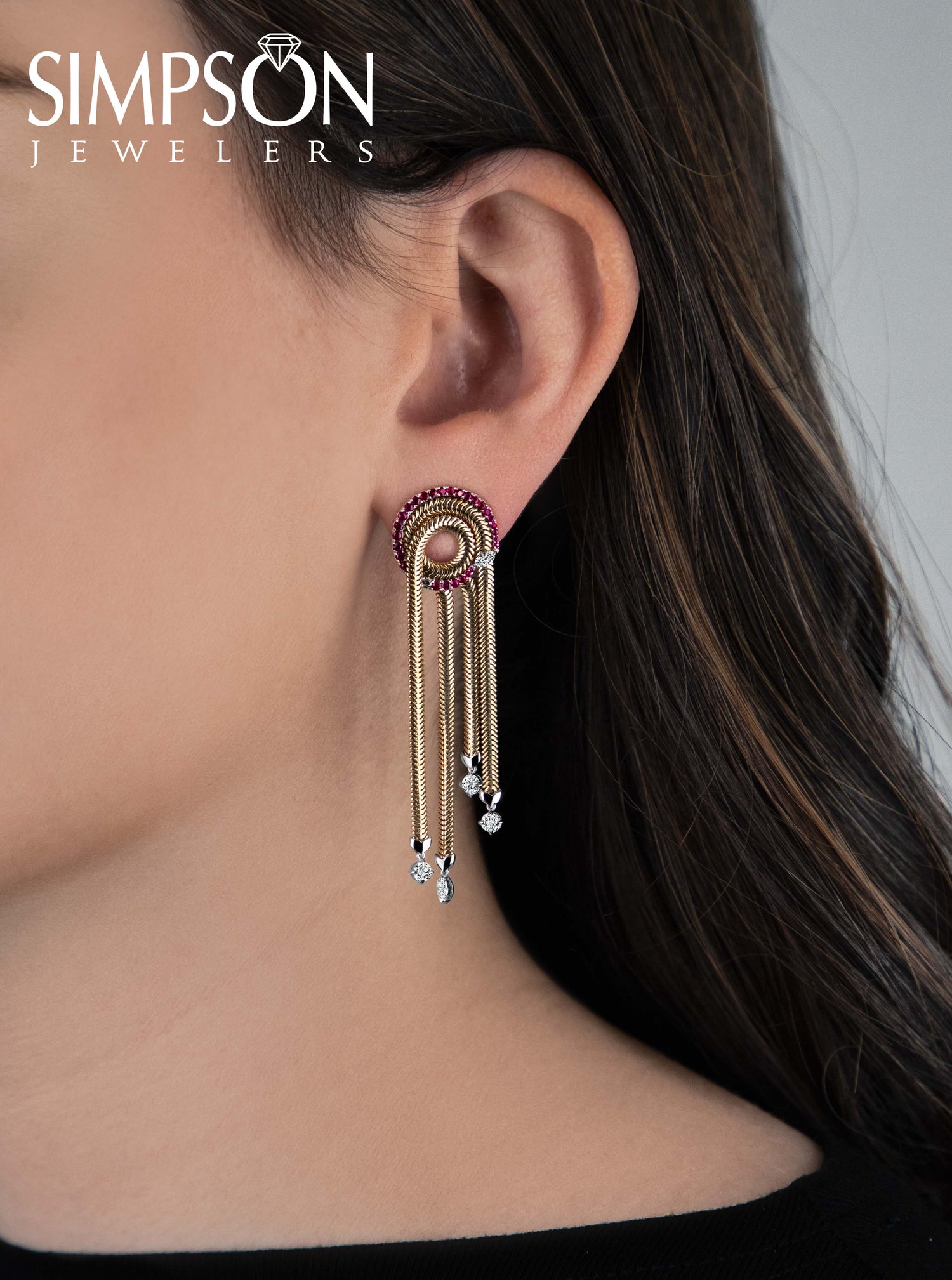 Tassel Earrings with Ruby and Diamond Details