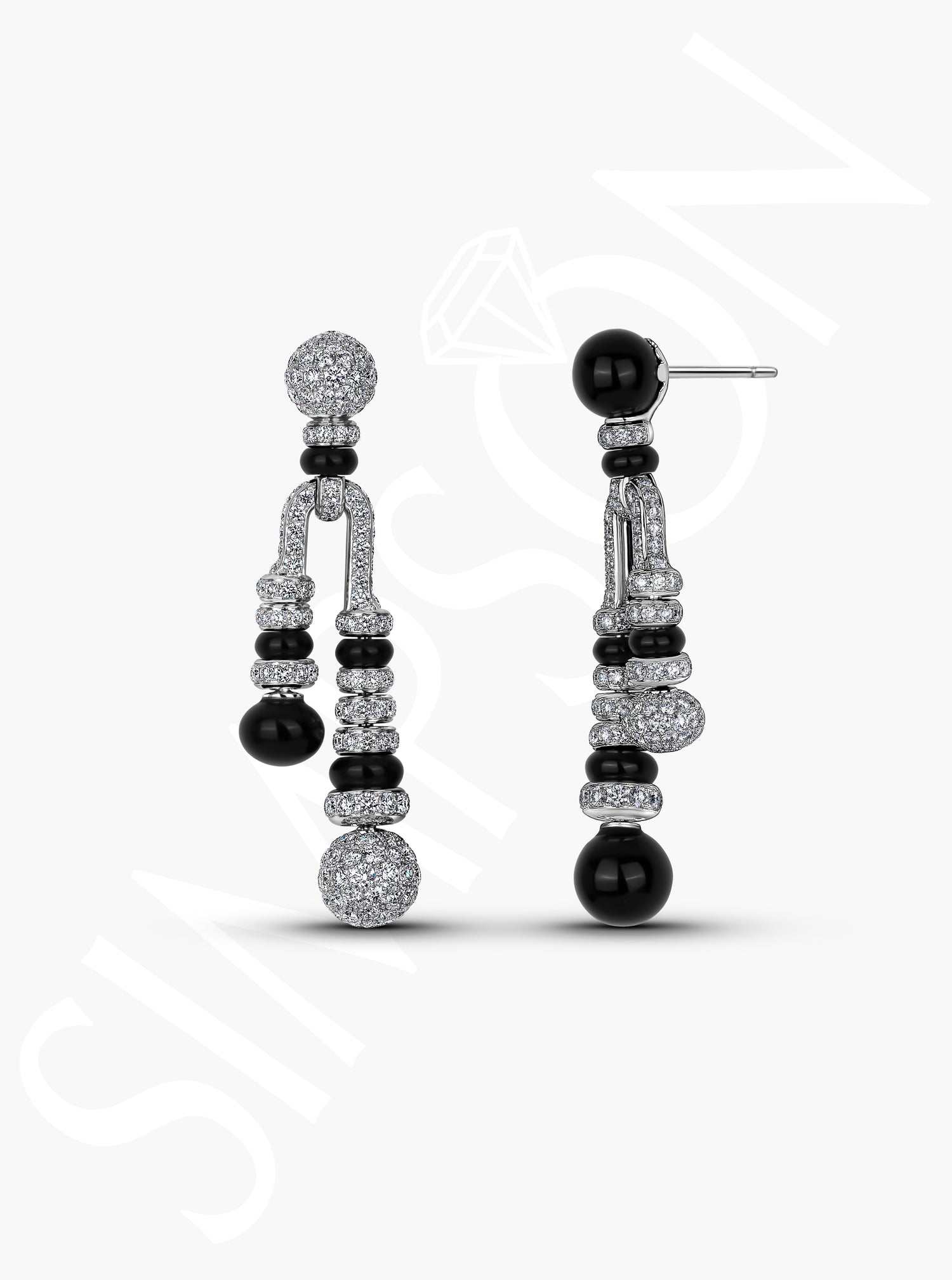 Black Onyx and Diamond Drop Earrings