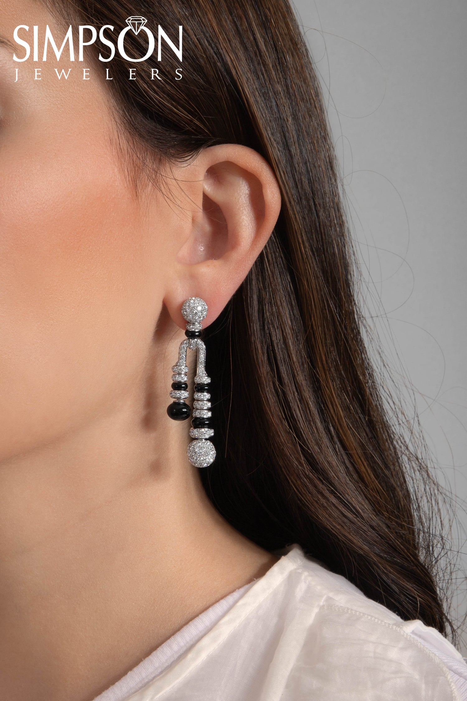 Black Onyx and Diamond Drop Earrings